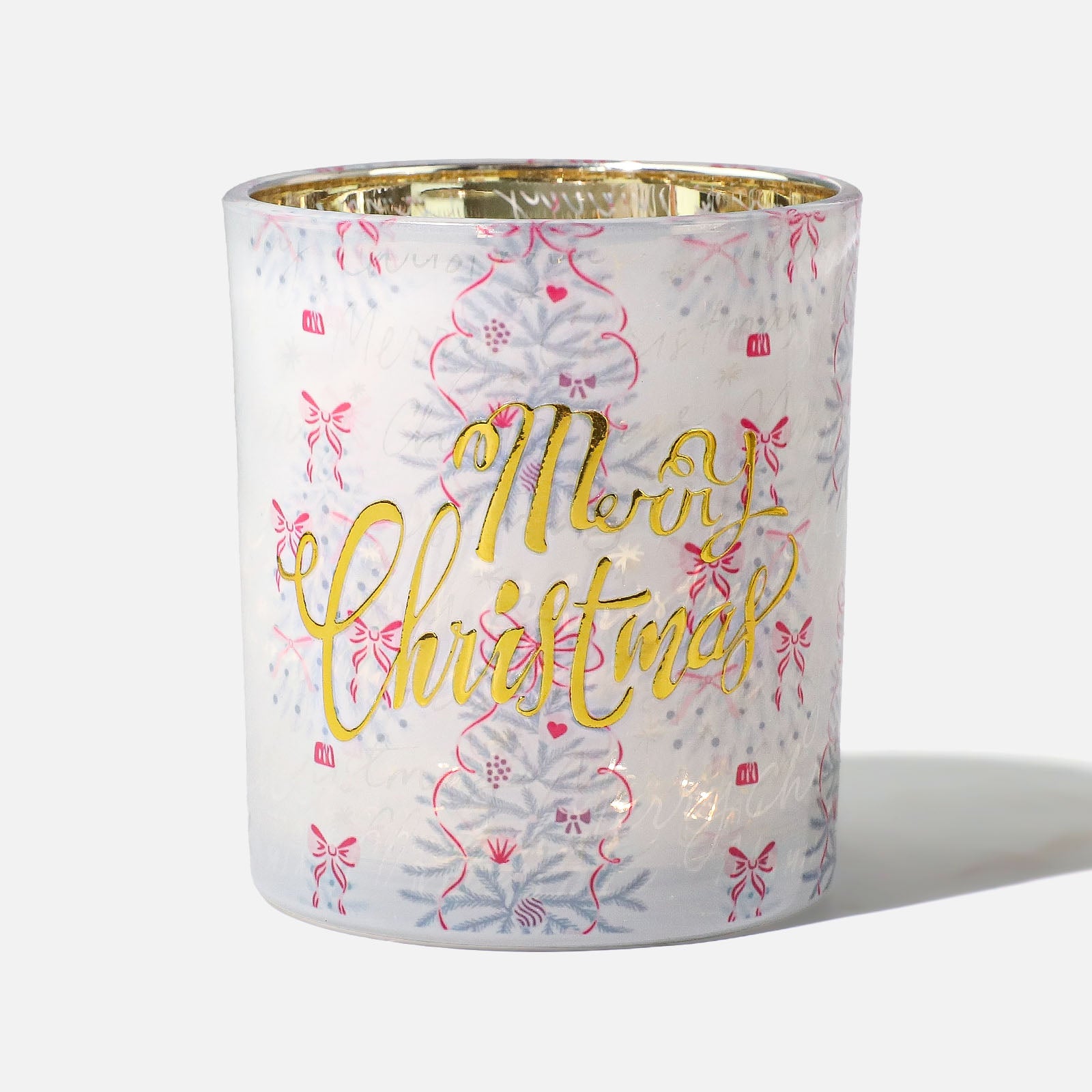 Pink Ribbon Christmas Glass Candle Jar Collection