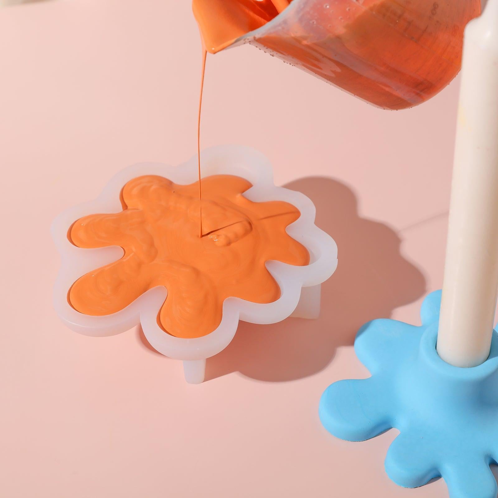 Bougeoir conique irrégulier et moule en silicone pour dessous de verre