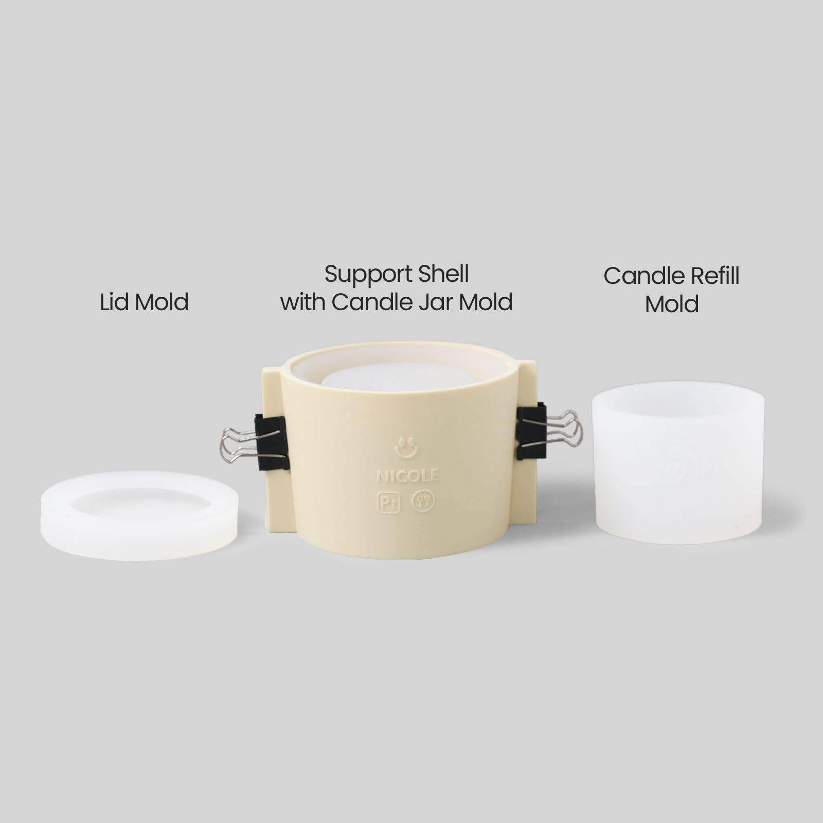 قالب سيليكون لشمعة بسيطة النمط بوزن 6.3 أونصة و قالب تعبئة شمعة