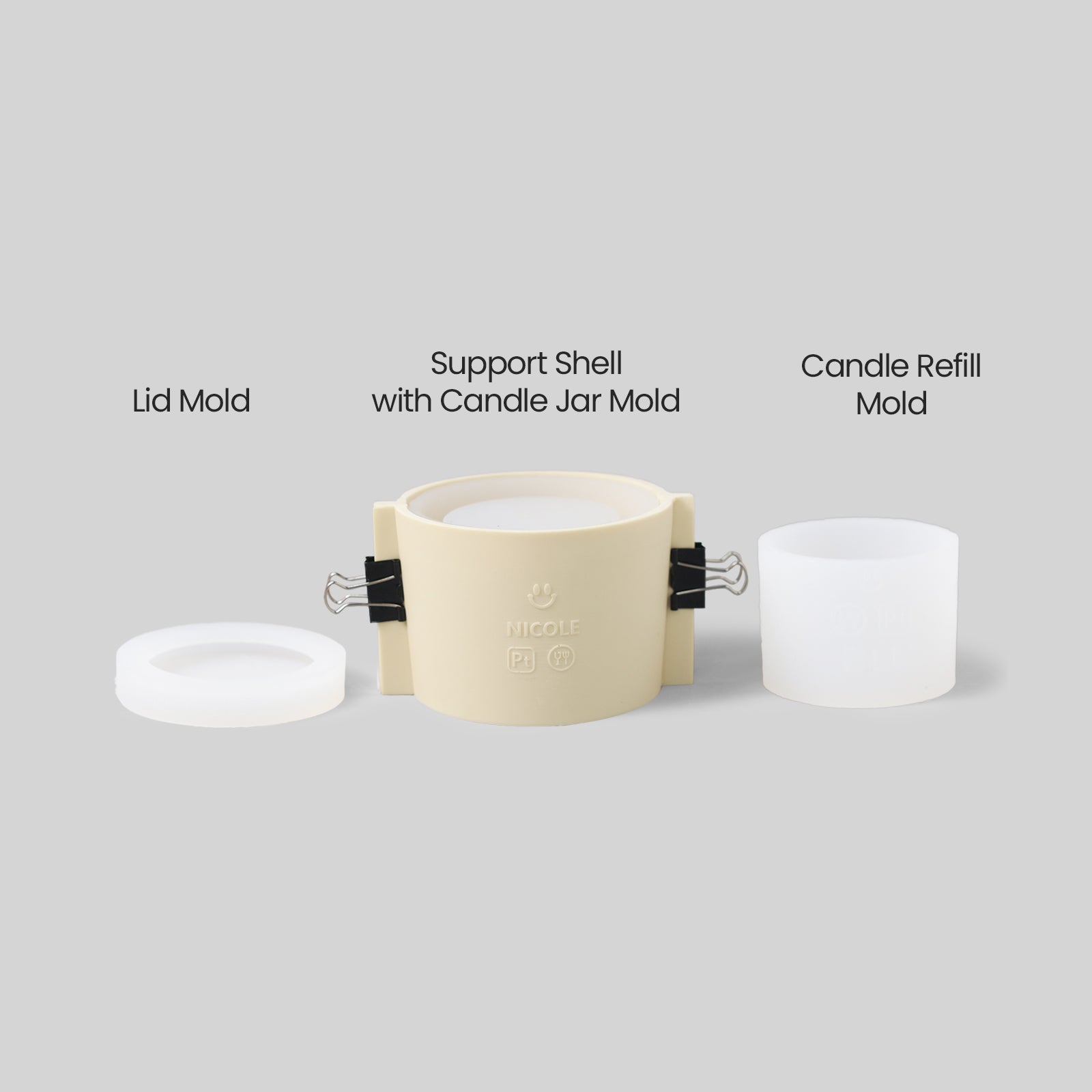 Silicone Mold Kit for Making a Simple Style Small Candle Jar - Boowan Nicole
