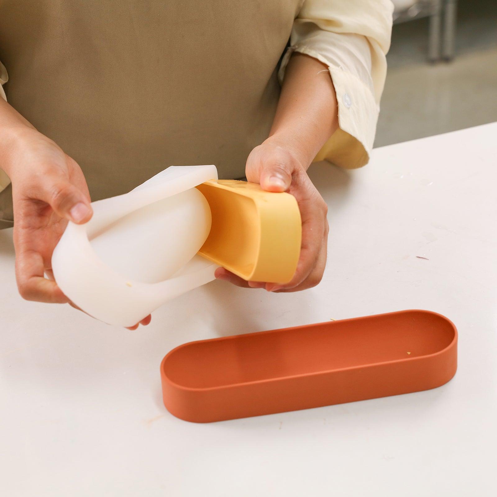 Yellow Long Shaped Pen Organizer from White Silicone Mold - Boowan Nicole