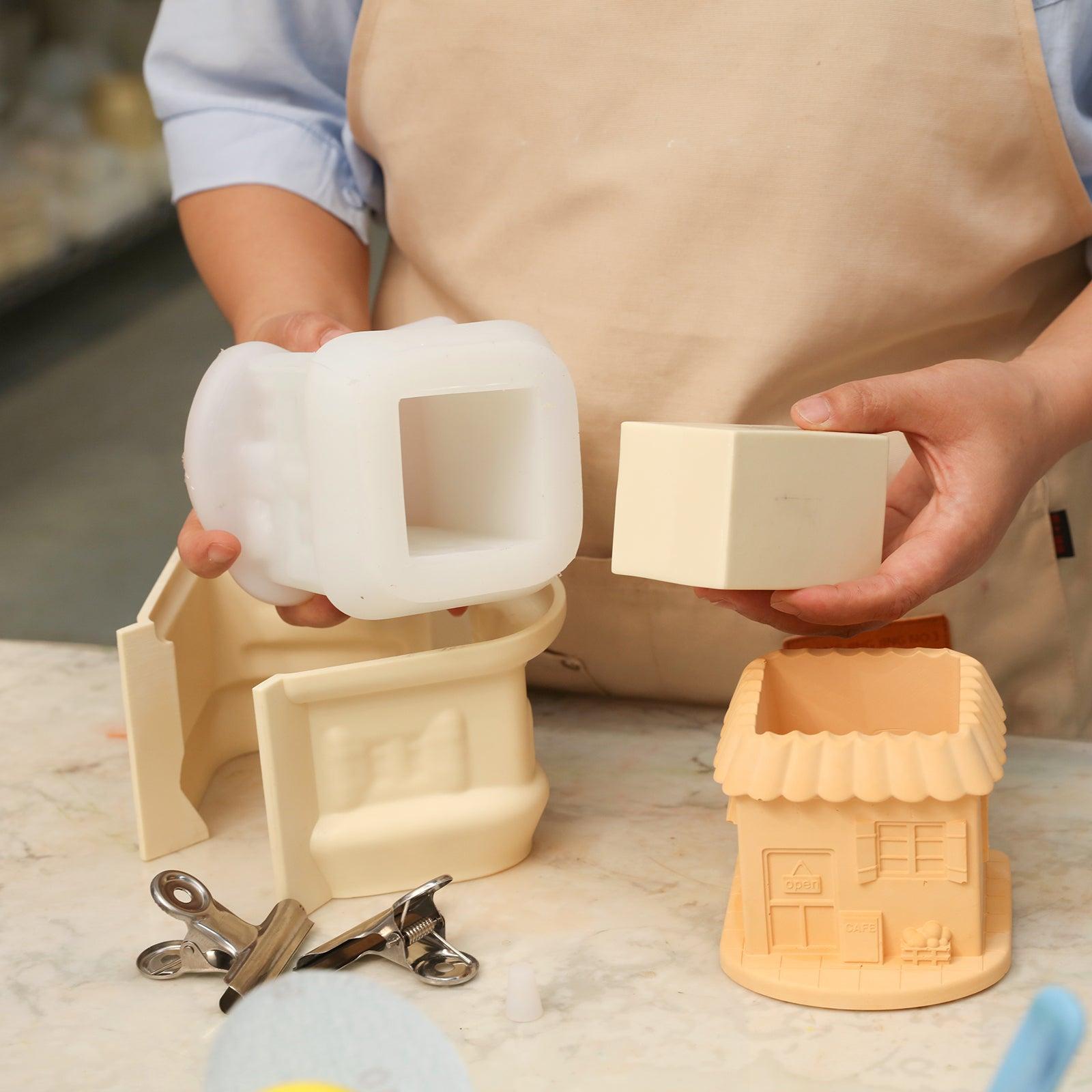 Demonstration Making Mini-House Plant Pot Silicone Mold Kit-Boowan Nicole