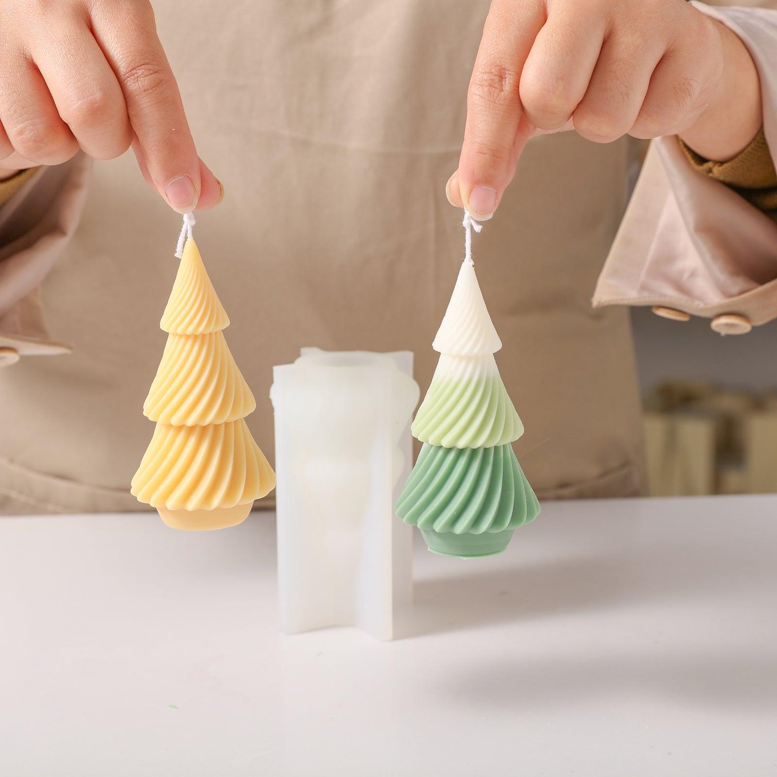 Handheld Wick Display Yellow and Green White Evergreen Christmas Tree Candle - Boowan Nicole