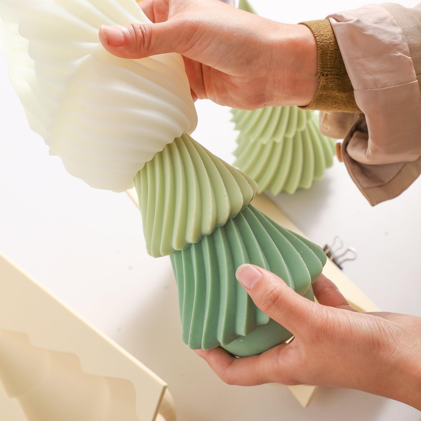 Evergreen Christmas tree candles from silicone molds - Boowan Nicole