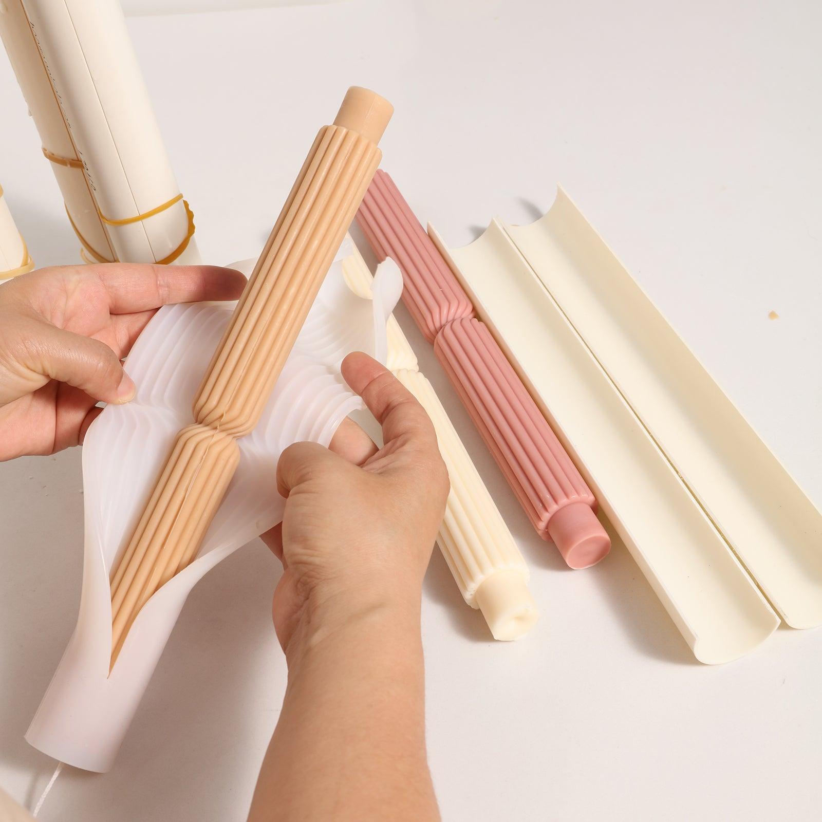 Light Brown Doric Pillar Taper Candle Released from Silicone Mold -Boowan Nicole