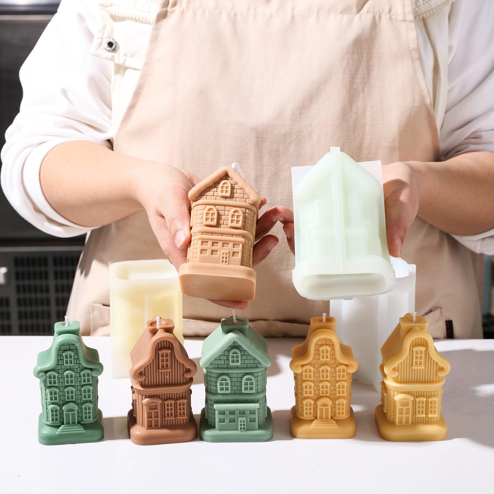 Handheld display of the Sweet Place candle and silicone mold after removal from the mold.