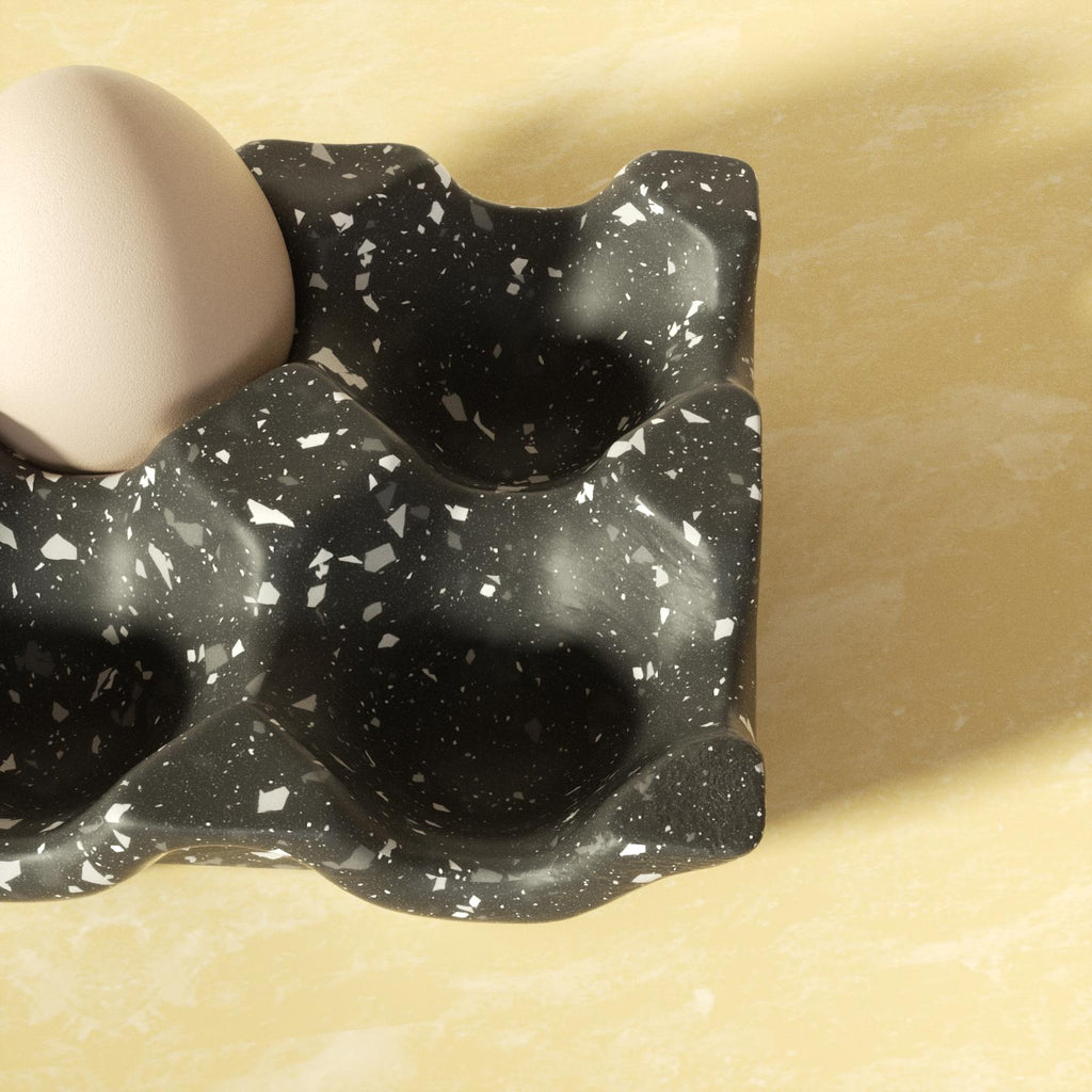 The handcrafted terrazzo texture meets functional egg tray design for a unique blend of style and utility - Boowan Nicole