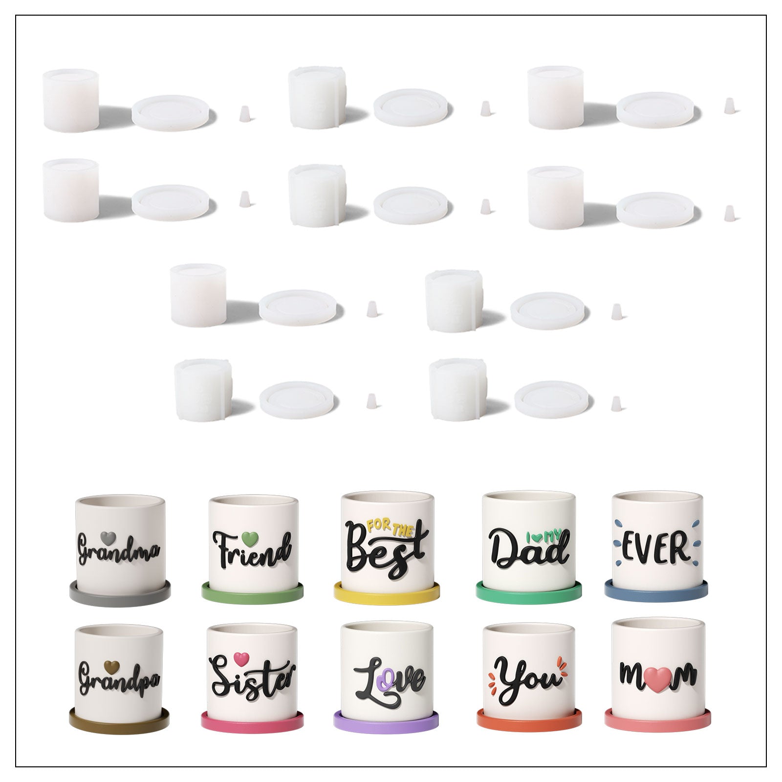 Collection de moules en silicone pour pots et plateaux de fleurs Let Love Grow