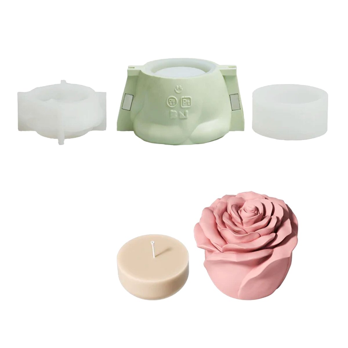 4oz Eternal Rose Bloom Candle Jar & Candle Refill Silicone MoldCandle Jar MoldSH1239-1-2+LZ0894