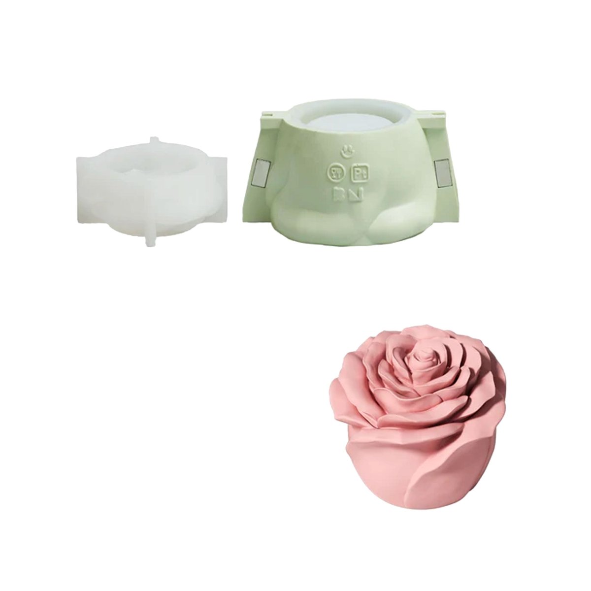 4oz Eternal Rose Bloom Candle Jar & Candle Refill Silicone MoldCandle Jar MoldSH1239-1-2
