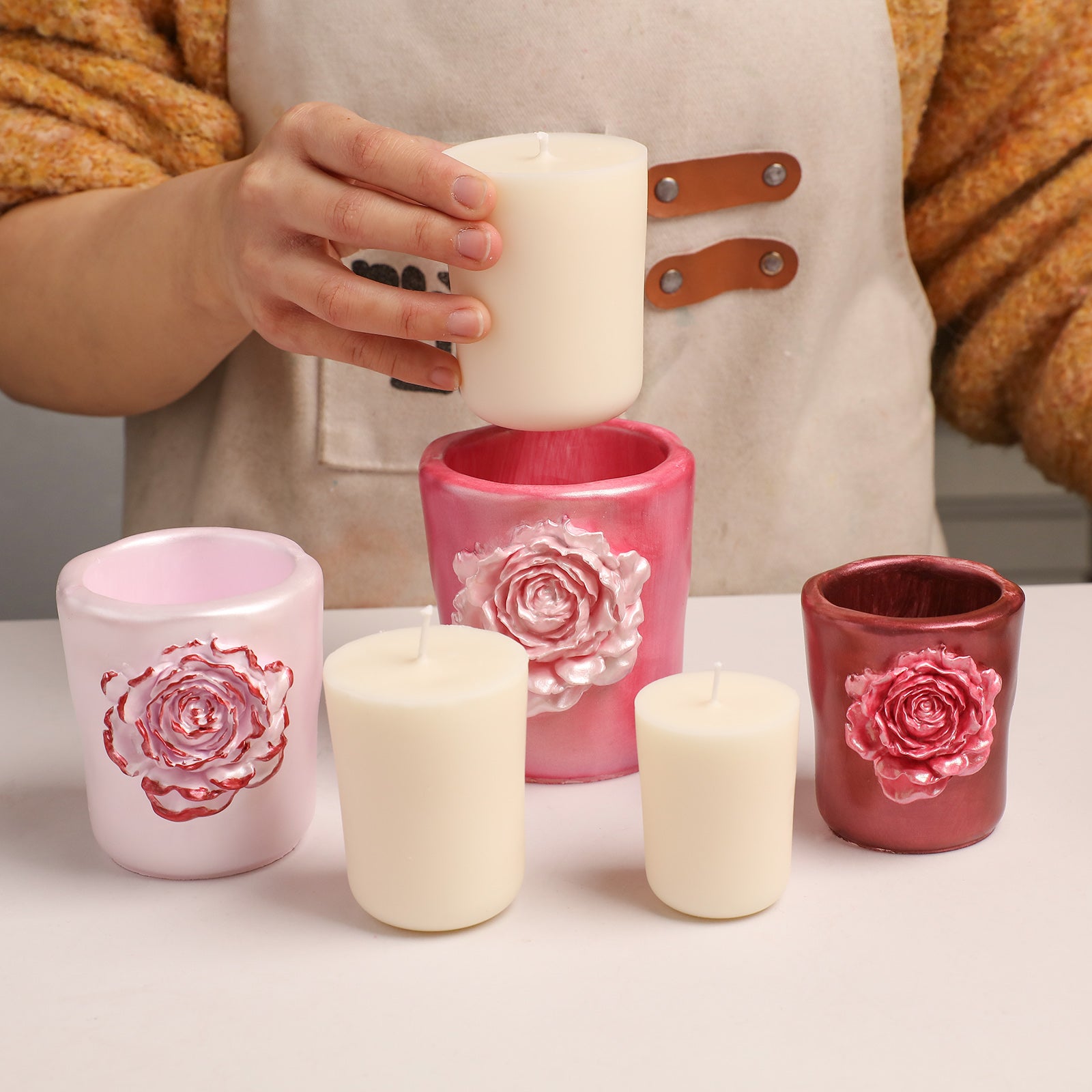 Rose Sculpture Candle Jar Silicone Mold Collection - product detail 8