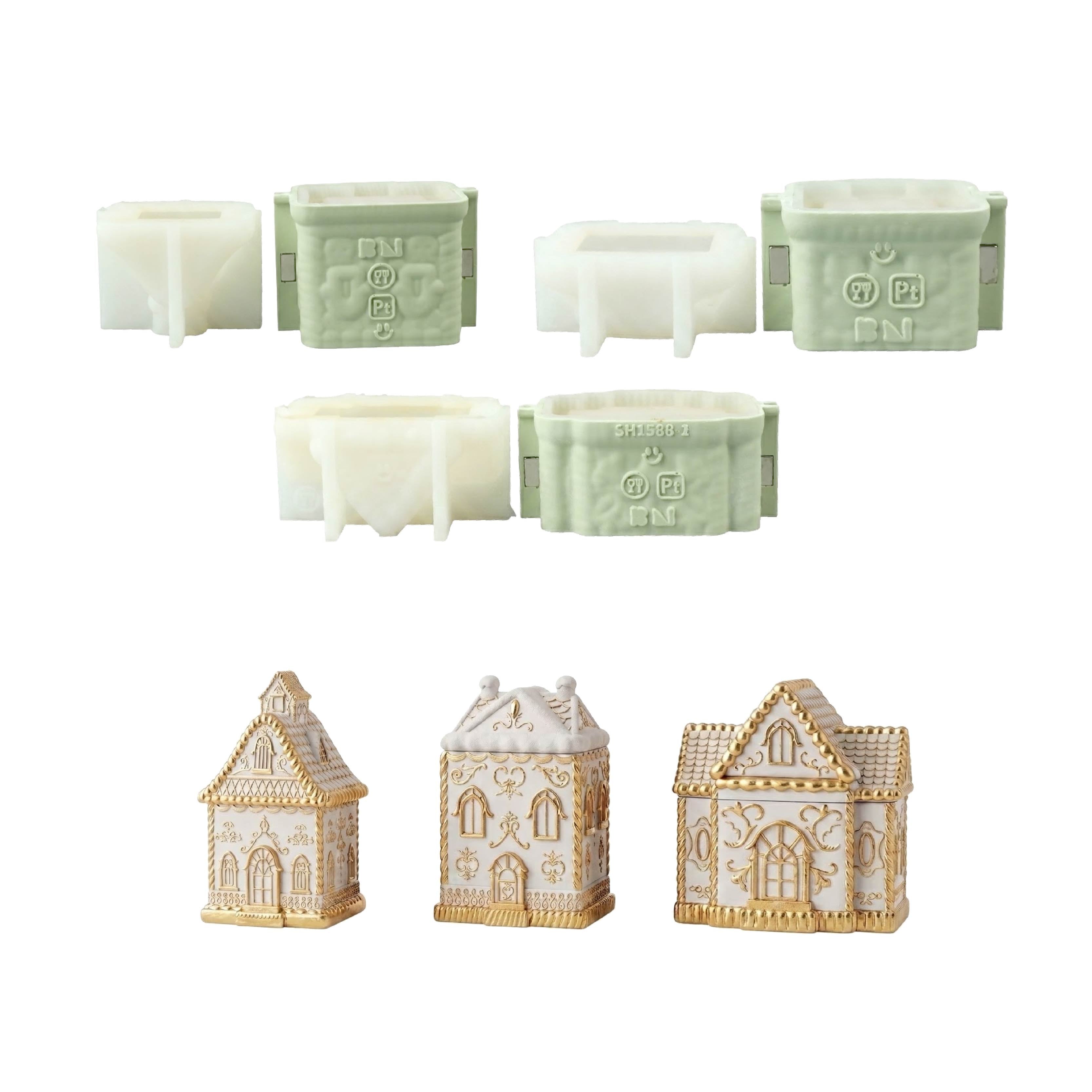 Cozy Gingerbread House Candle Jar Silicone Mold Collection