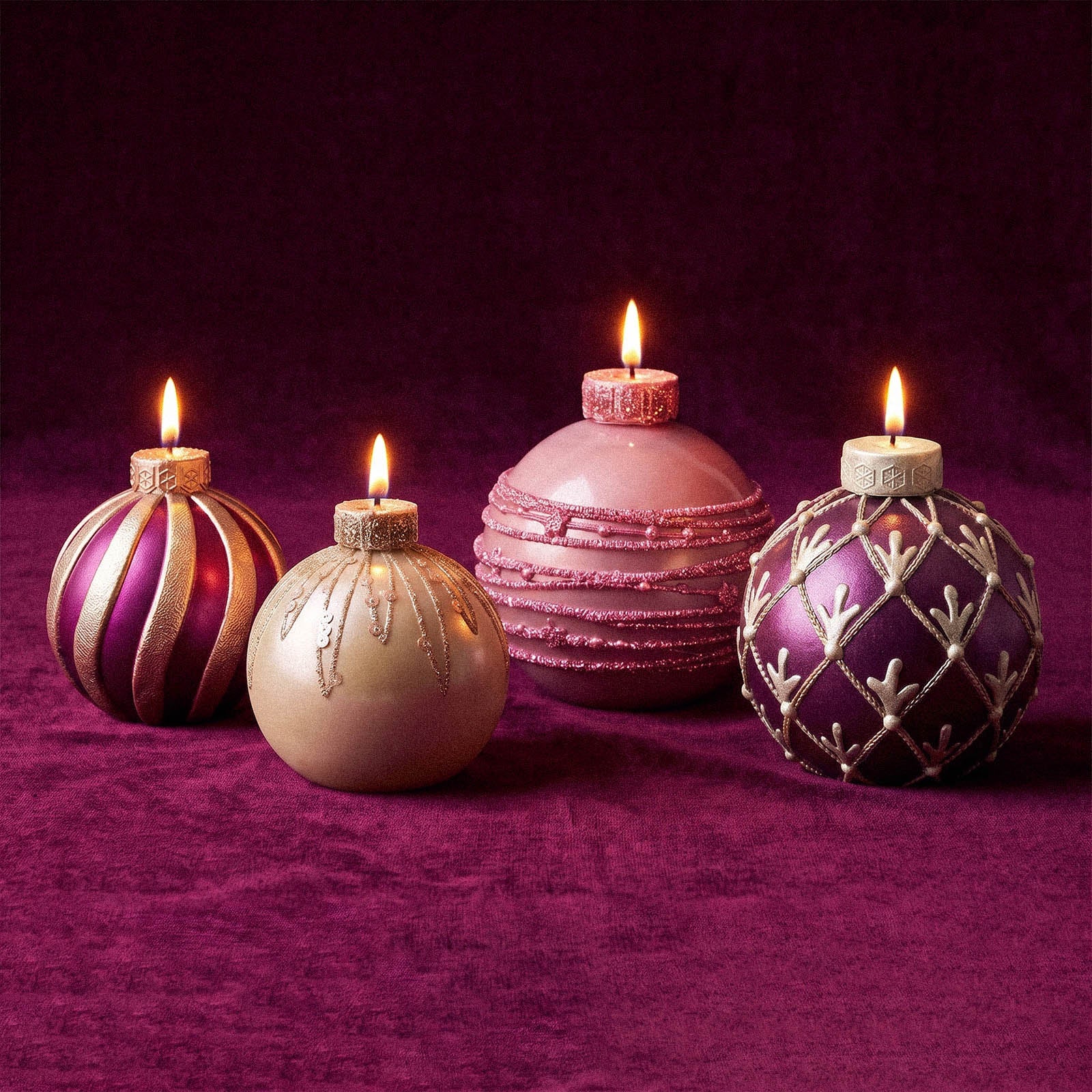 Flowing Texture Christmas Bauble Ornament Candle Silicone Mold Collection
