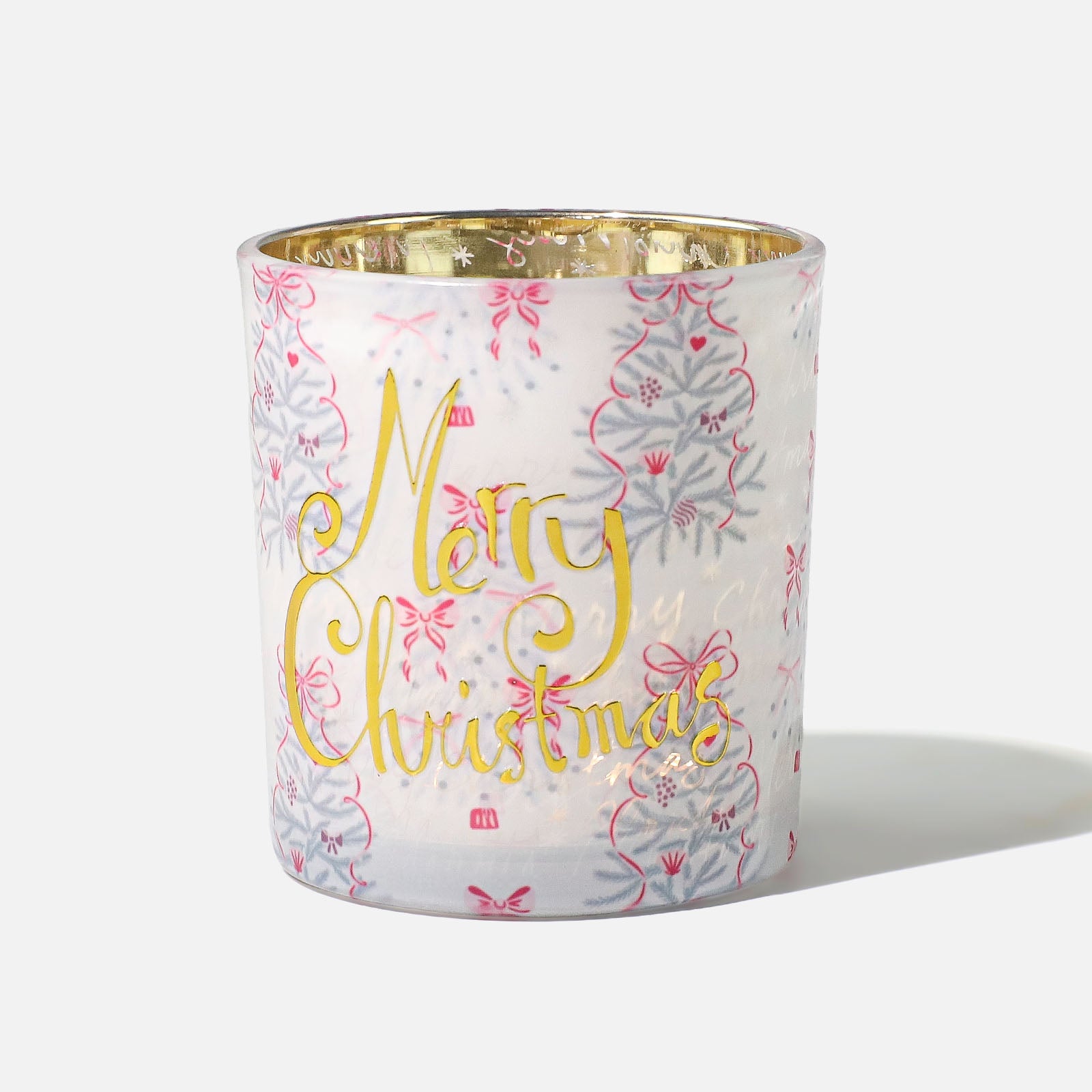 Pink Ribbon Christmas Glass Candle Jar Collection