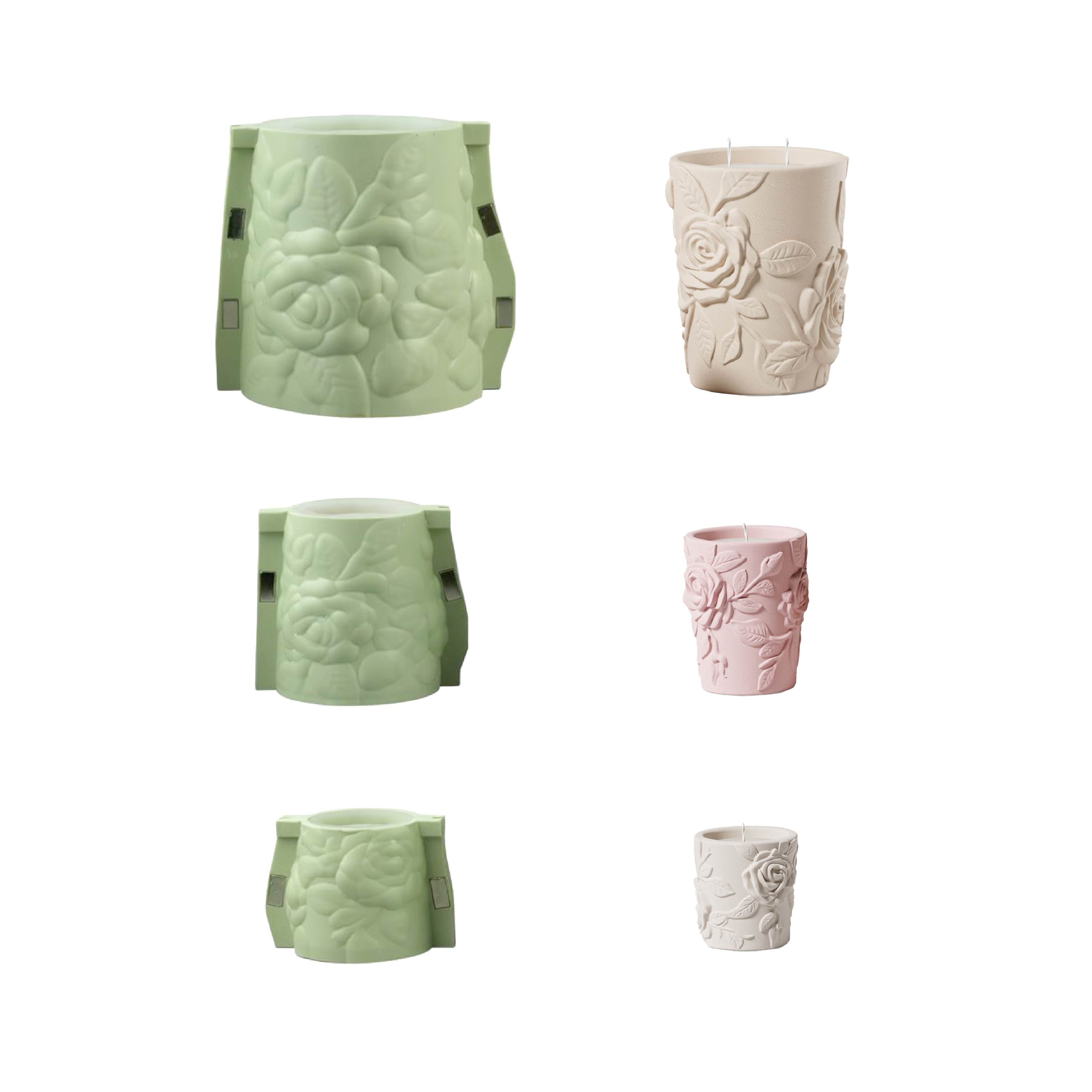 Garden of Roses Candle Jar Silicone Mold Collection