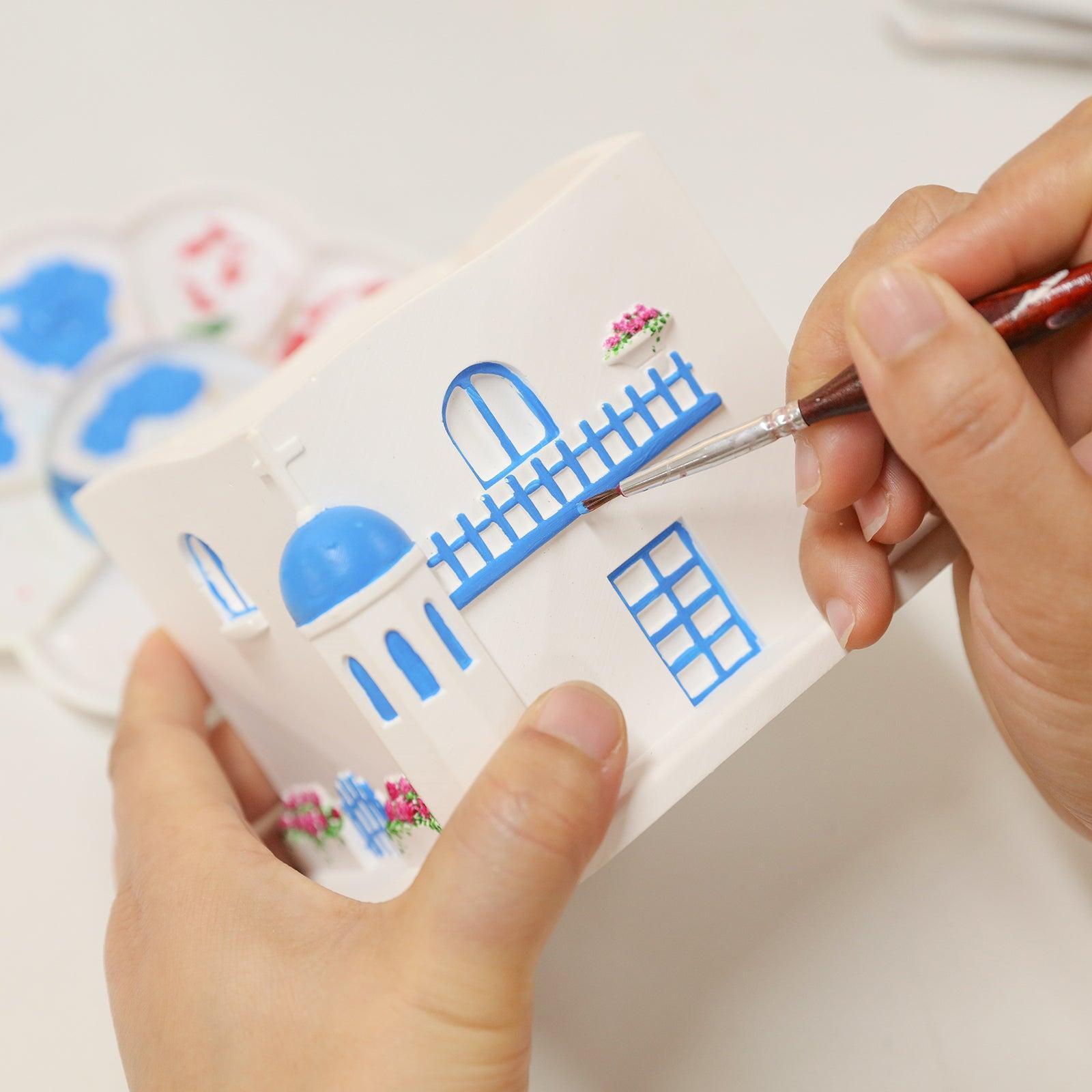 Use the brush to decorate the Aegean Santorini House Plant Pot -Boowan Nicole