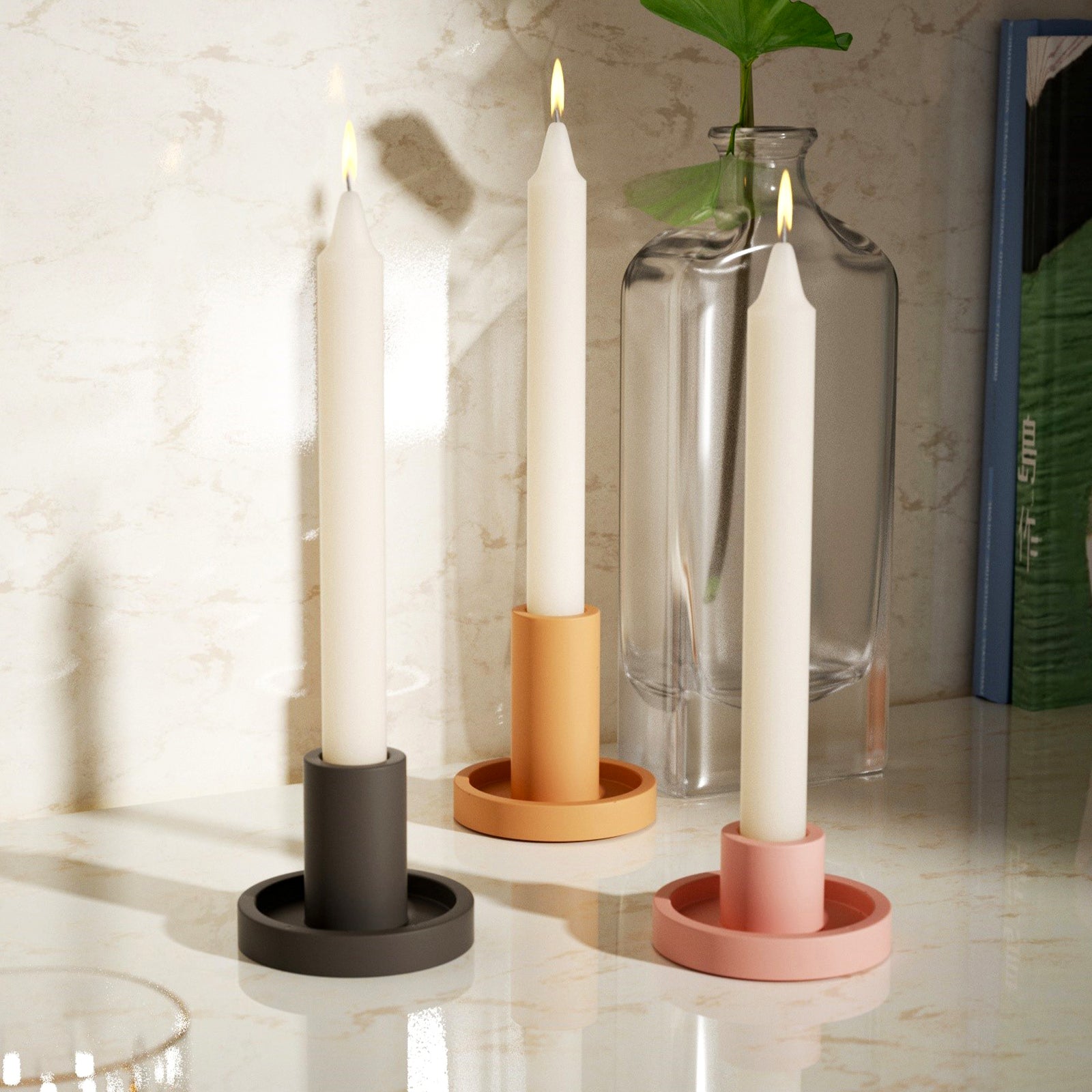 Handmade Diy Candle Mold Candlestick Cement Concrete Silicone Mold