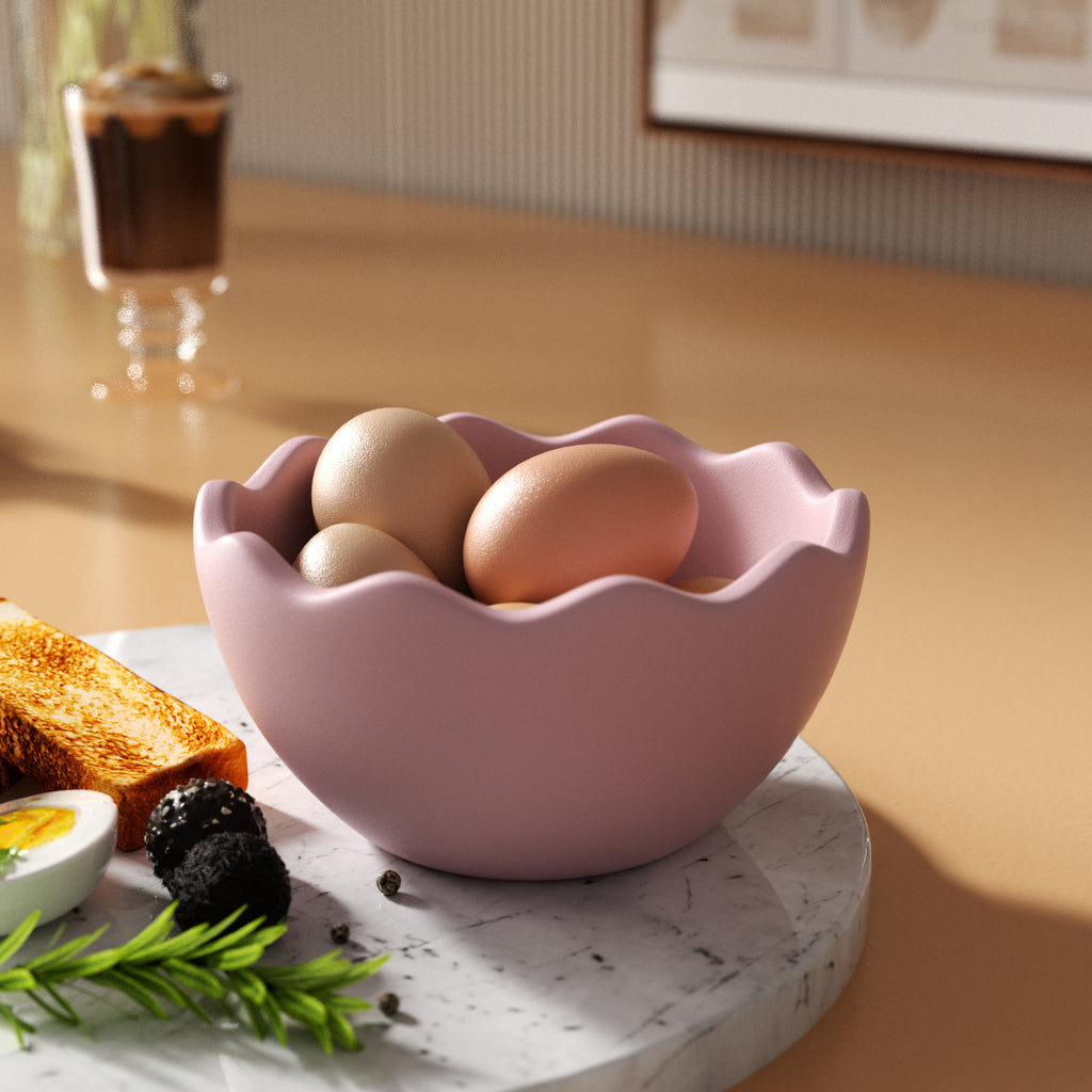 Eggs in eggshell bowl