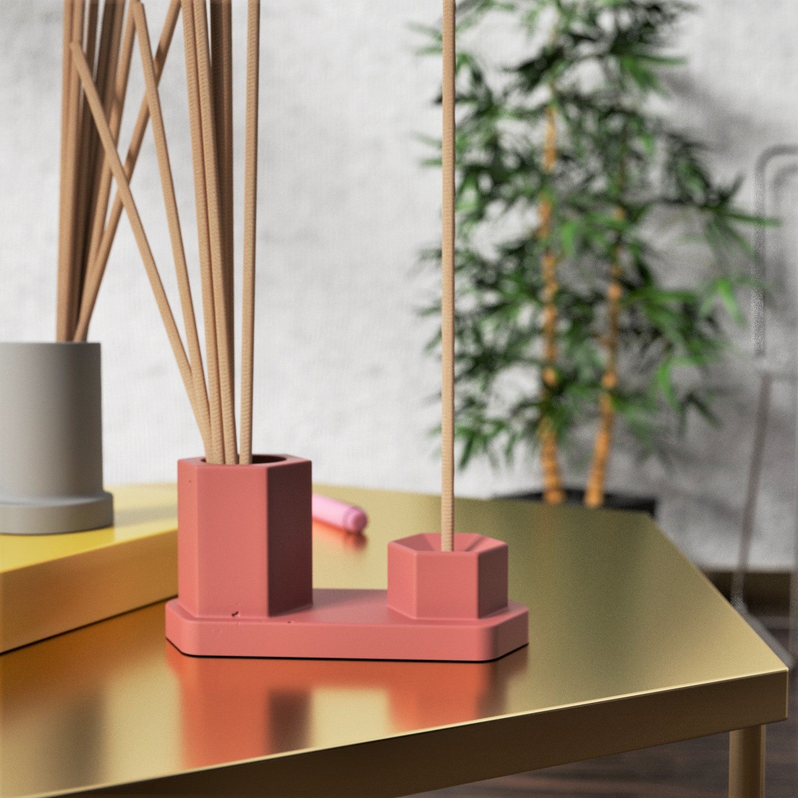 Red Hexagon Incense Holder with incense stick-Boowan Nicole