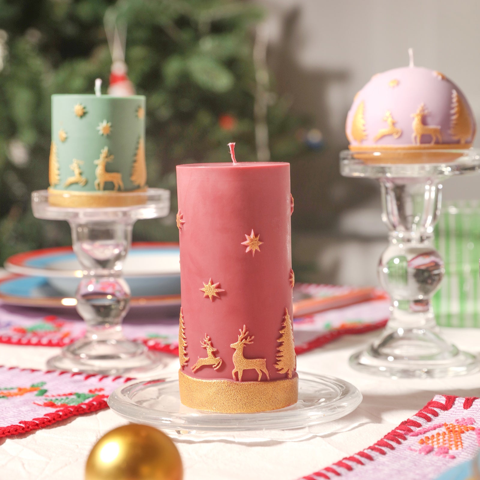 Long Cylinder Candle Silicone Mold with Christmas Pattern – Boowan