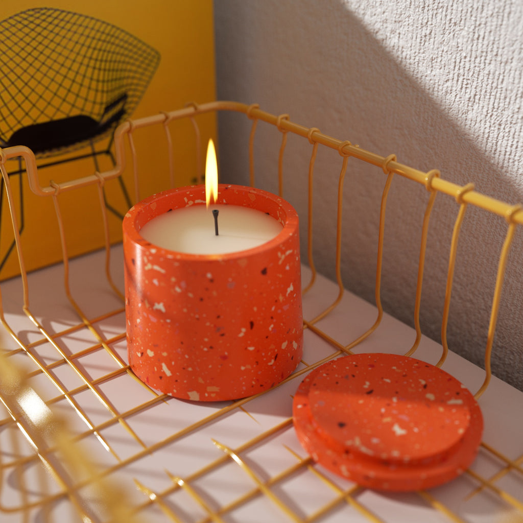 Candles burning slowly in Terrazzo Red Simple Style Small Candle Jar - Boowan Nicole
