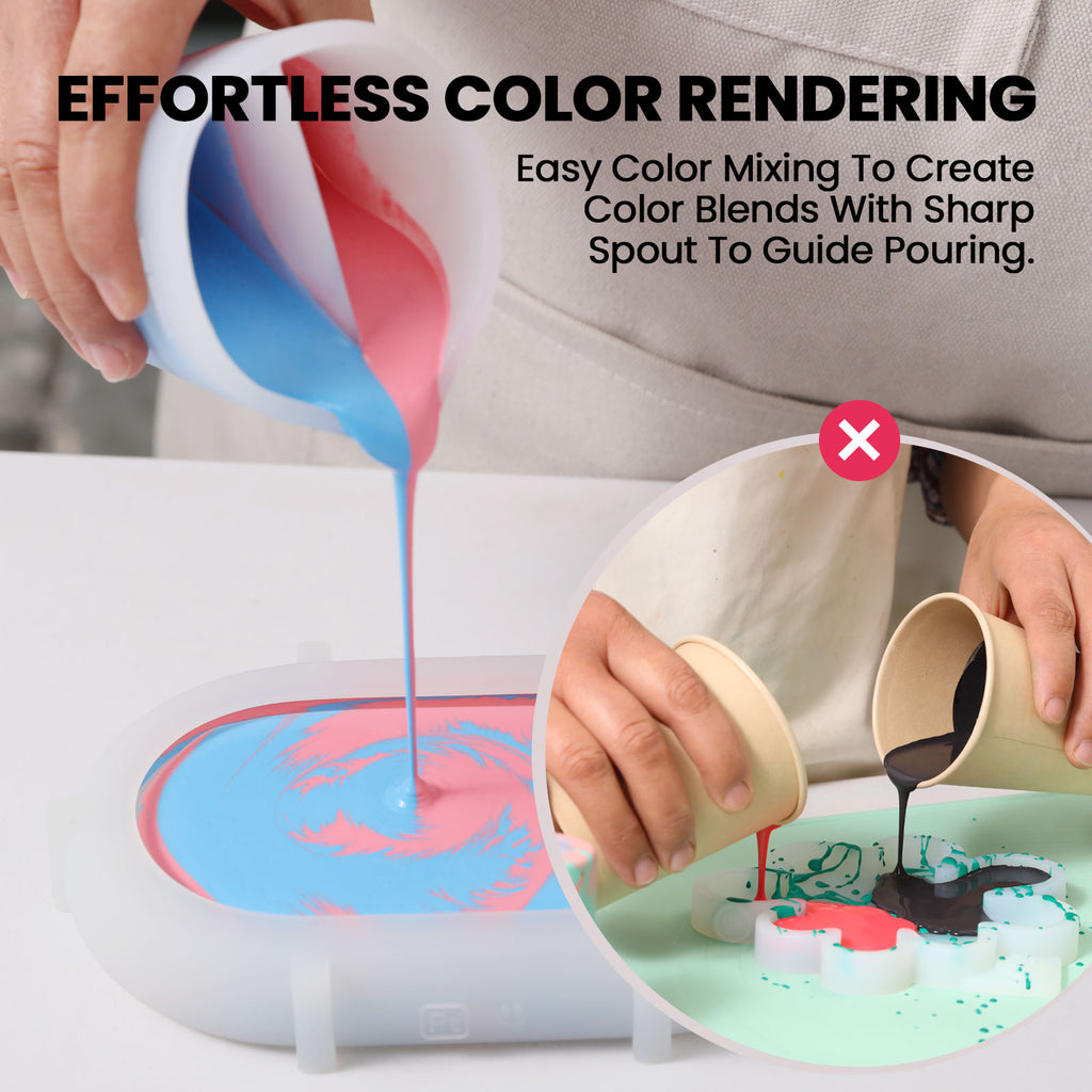 Unique design of the pouring outlet makes color mixing incredibly convenient, fostering endless creativity.