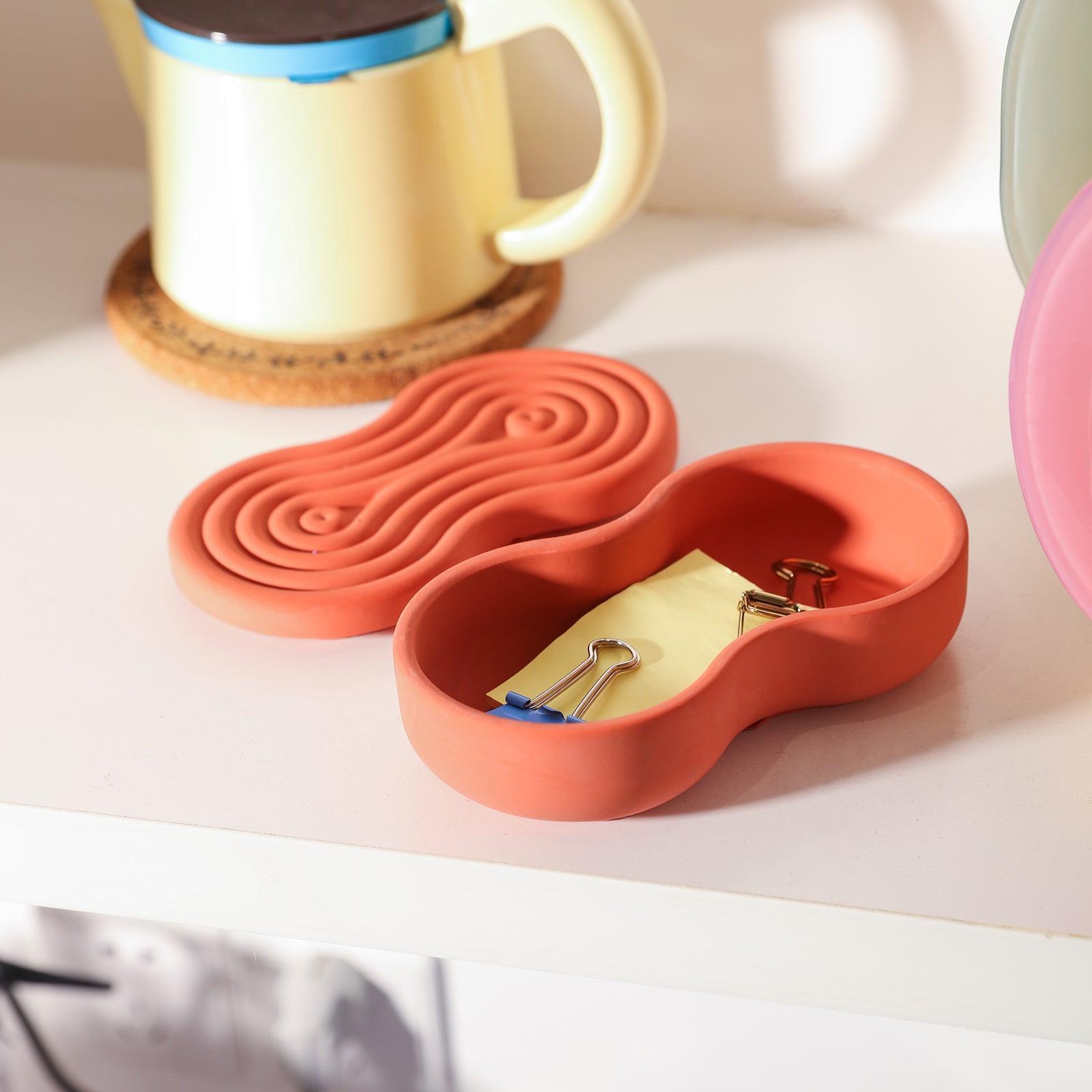 Trinket Storage Box on red desk with shelves and stickers-Boowan Nicole