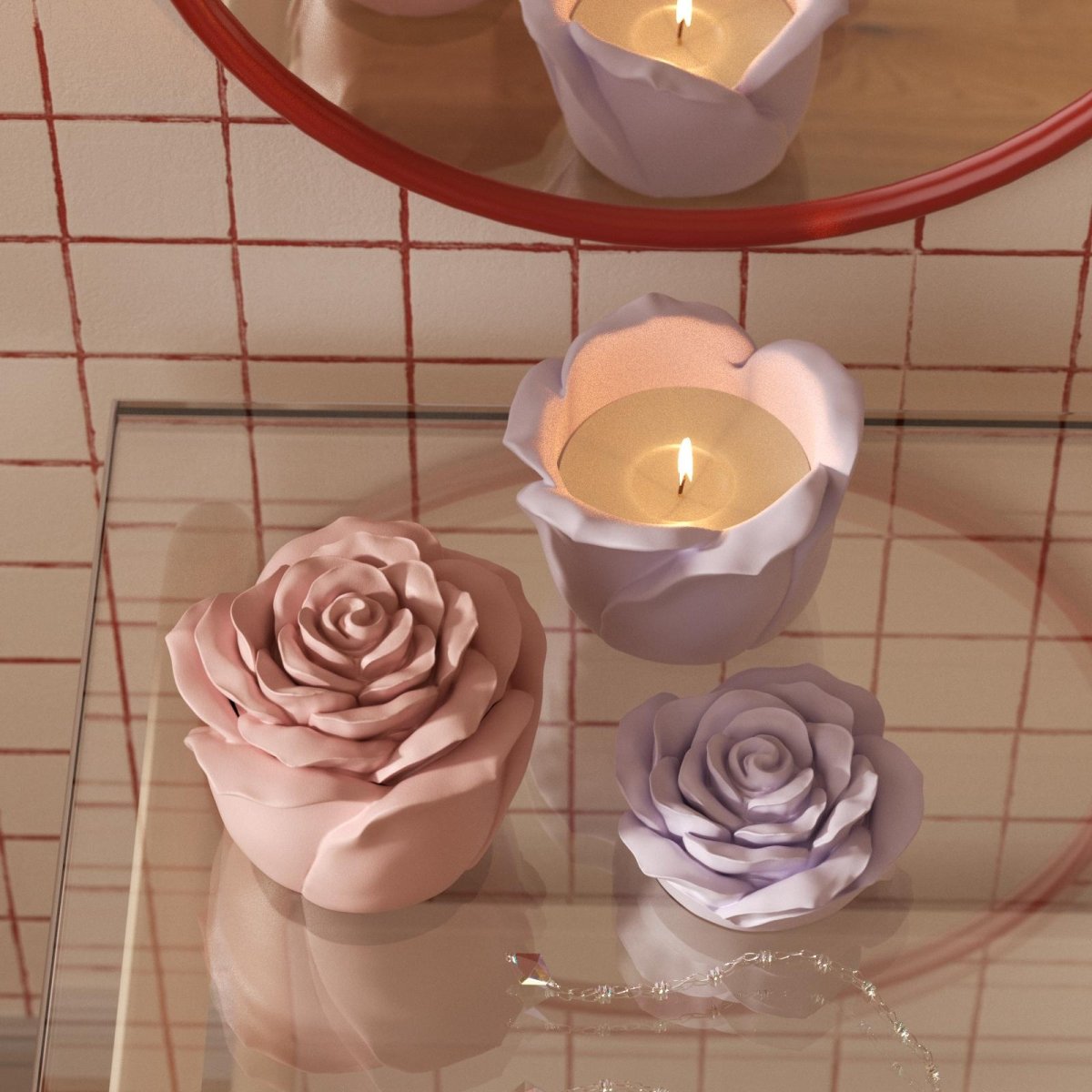 4oz Rose Shaped Candle Jar — Delicate rose petal design with a soft matte finish, perfect for home decor or gifting - Boowan Nicole