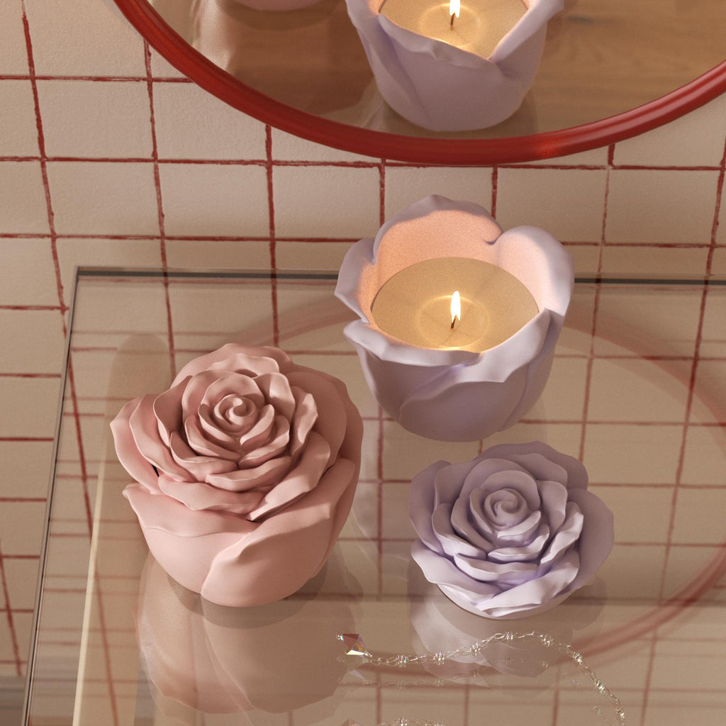 4oz Rose Shaped Candle Jar — Delicate rose petal design with a soft matte finish, perfect for home decor or gifting - Boowan Nicole