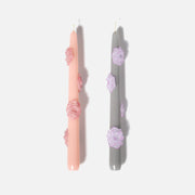 BLOSSOM Taper candle Camellia Mists Fade - Set of 2 Petal Pink & Mist Gray - Long VersionCandleC0283-3