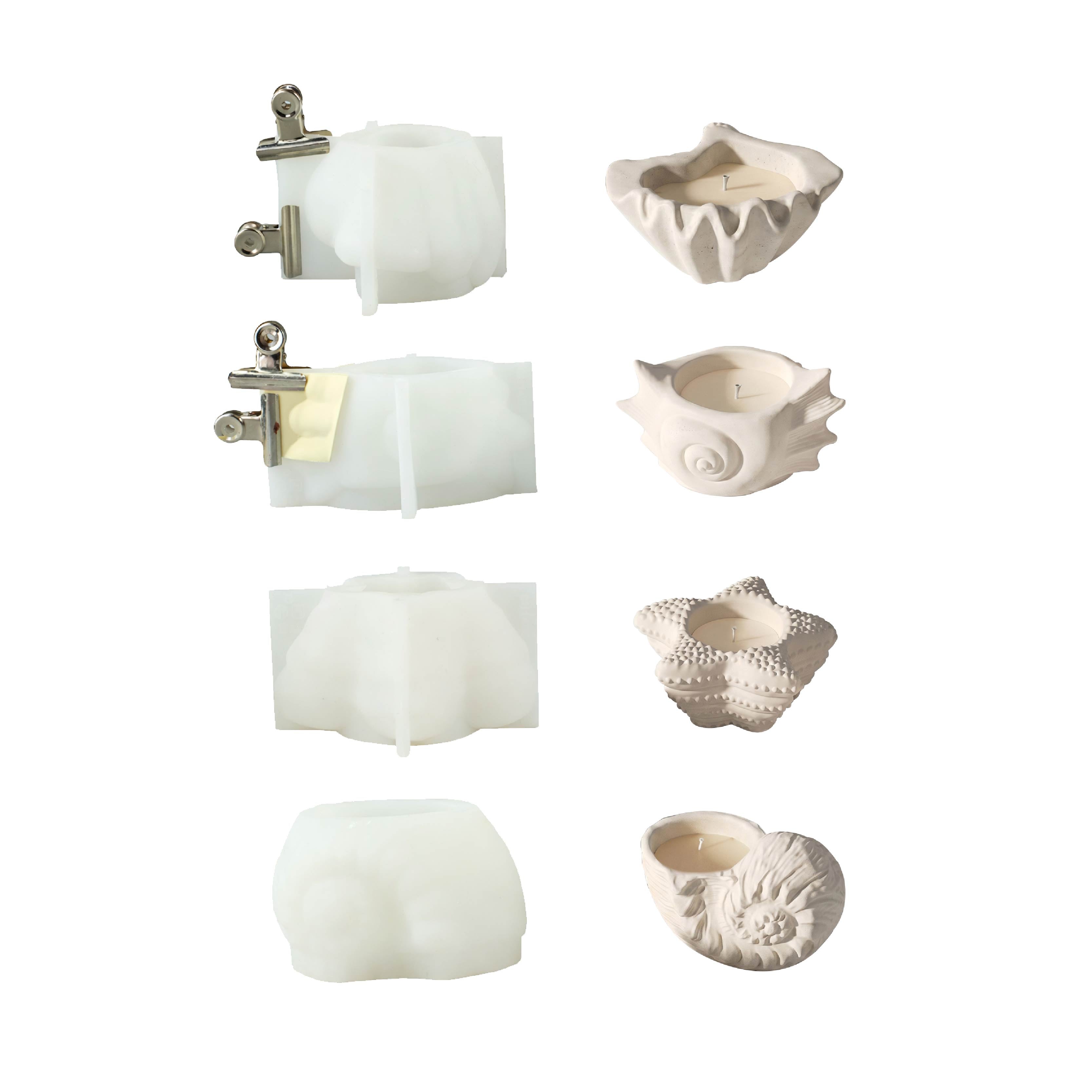 Colección de moldes de silicona para tarros de vela Tesoros de conchas costeras