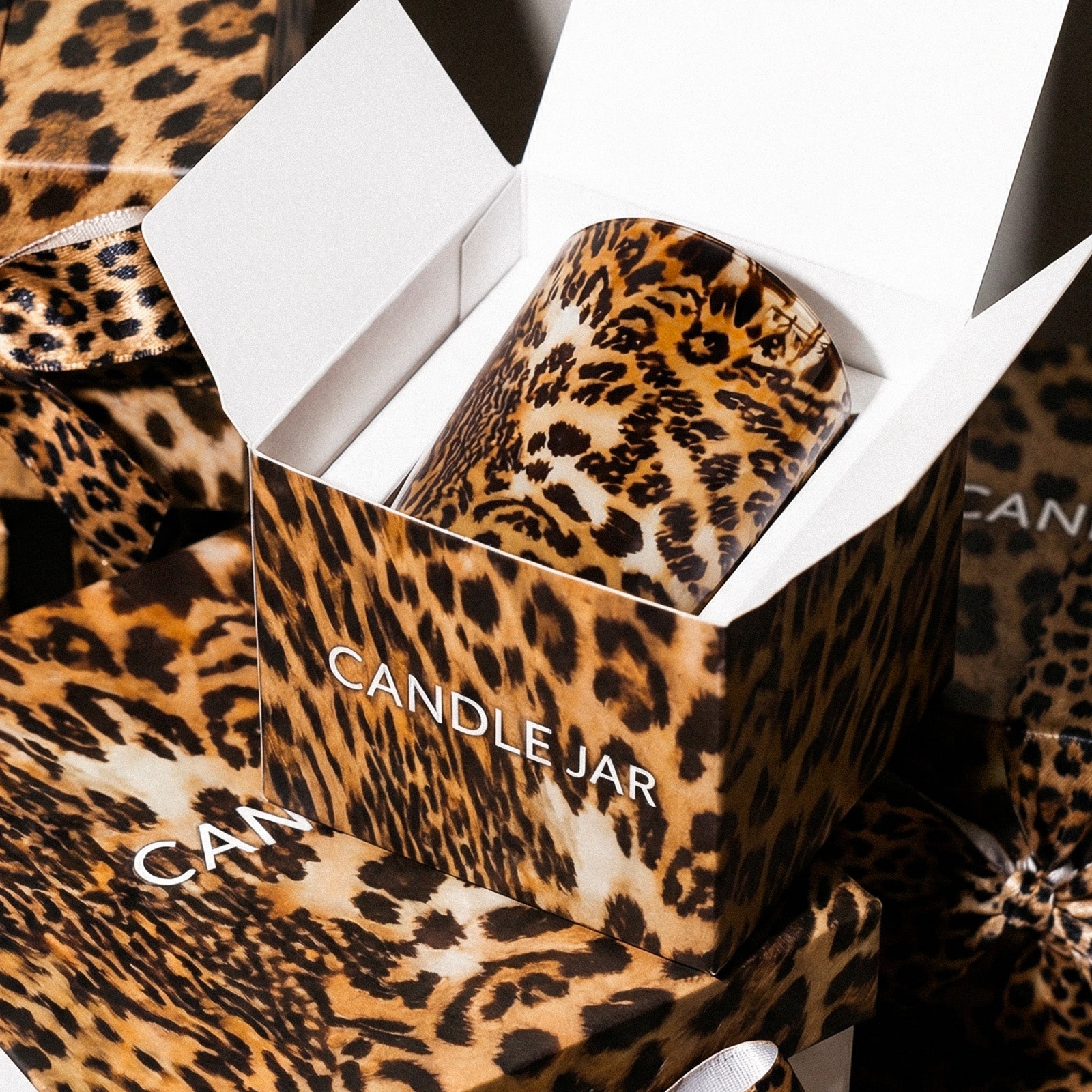 Single Animal Print Scented Candle Packed Into Matching Leopard Print Luxury Gift Box - Boowan Nicole