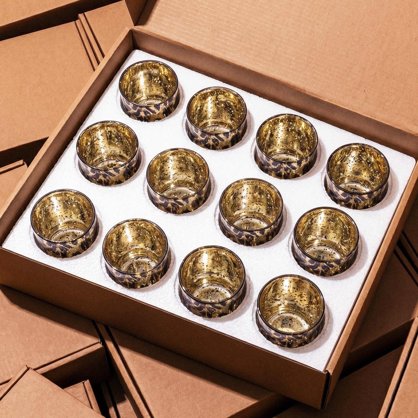 Multi-Pack Leopard Print Empty Candle Cups Precisely Arranged in Premium Kraft Gift Box With Foam Insert - Boowan Nicole
