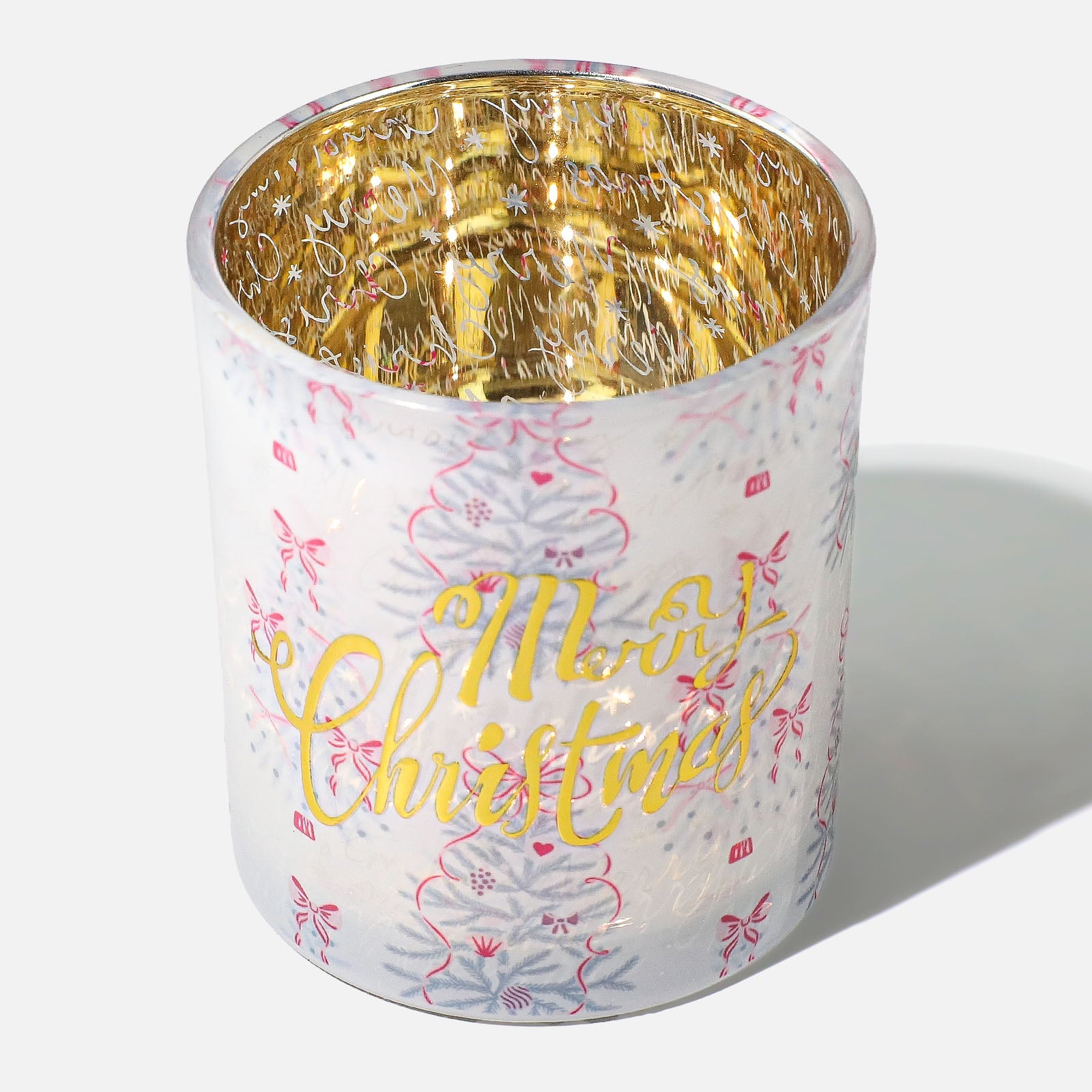 Pink Ribbon Christmas Glass Candle Jar Collection