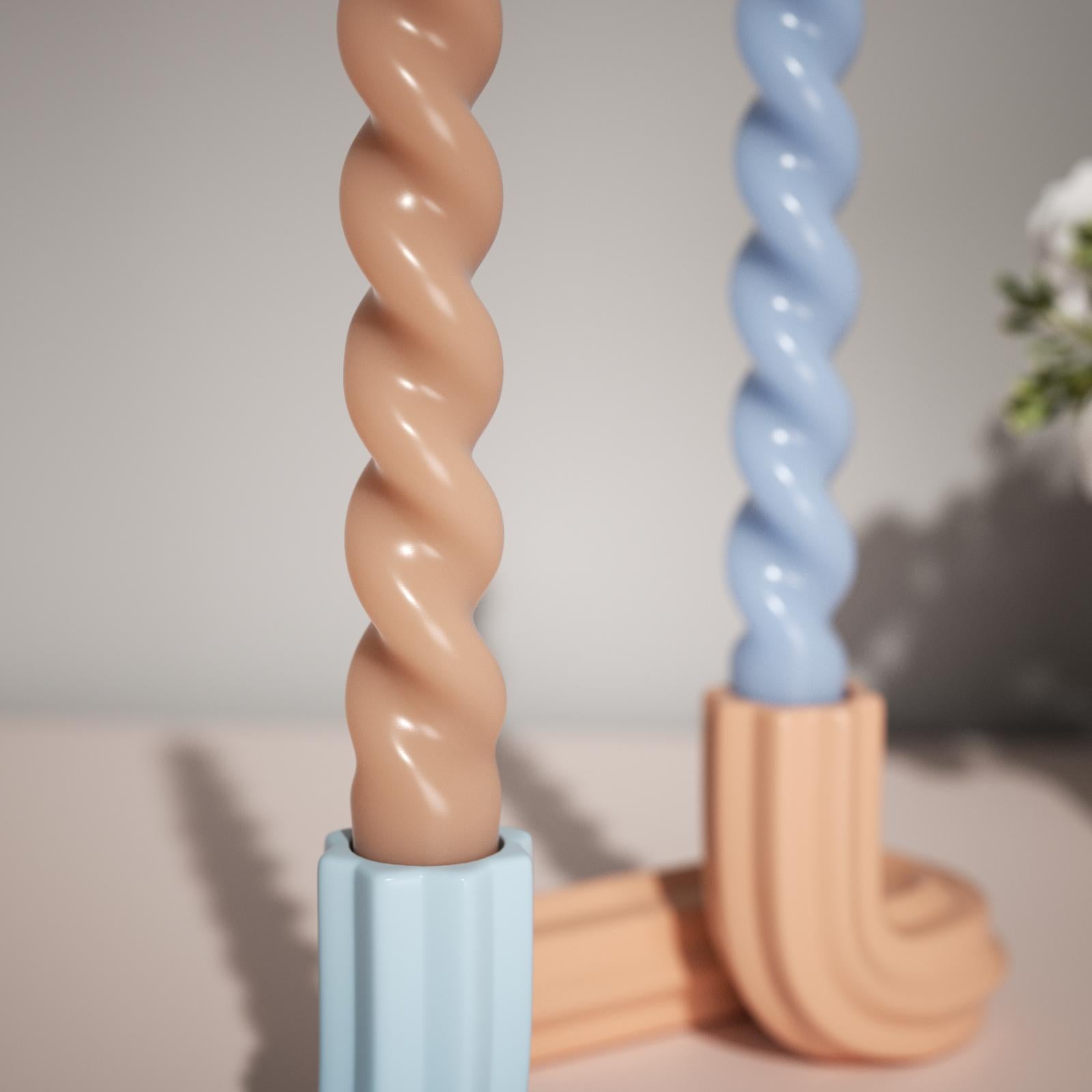 PLAY Spiral Taper Candle - Набор из 4-х - Мокко, Небесно-голубой, Глубокий океанский синий и Весенне-зеленый