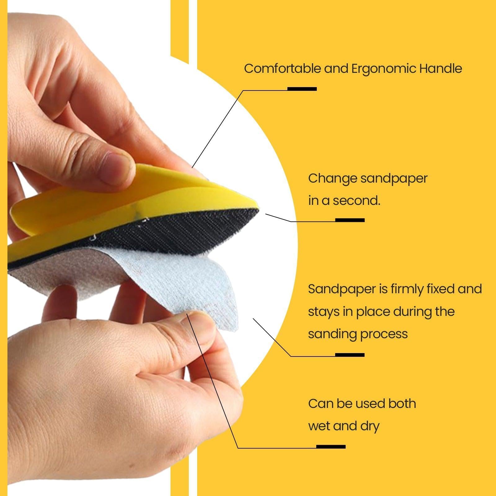 It shows that the sandpaper of the grinder can be replaced, and also highlights the brand's recycling and environmental protection concept.