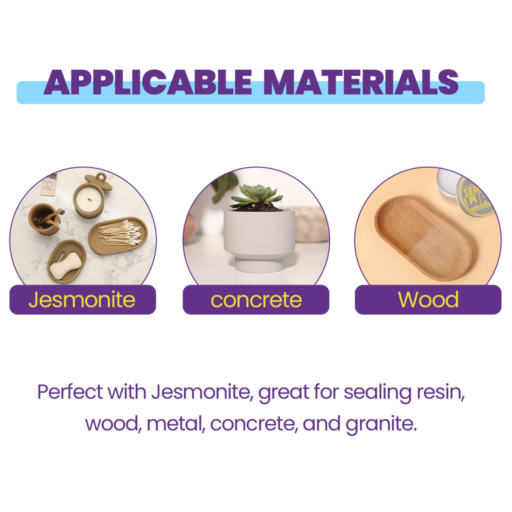  Boowannicole Sealer Wax is formulated to enhance and protect surfaces made of Jesmonite, concrete, and wood. Its versatile application provides enduring protection, enriching the aesthetic appeal of these materials. Ideal for various contexts, it ensures longevity and visual enhancement for Jesmonite, concrete, and wood surfaces.