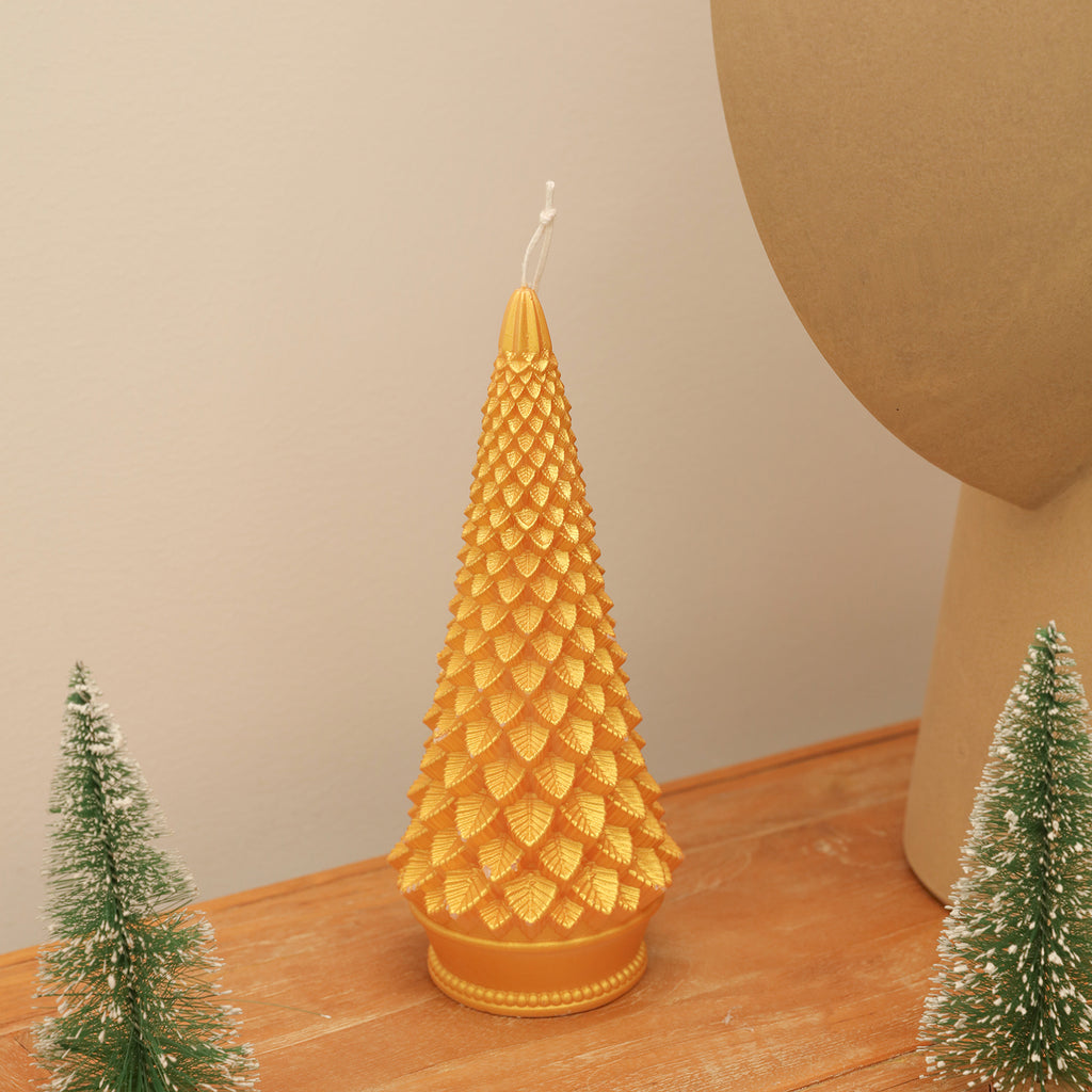 Gold Christmas Tree Candle—Boowan Nicole