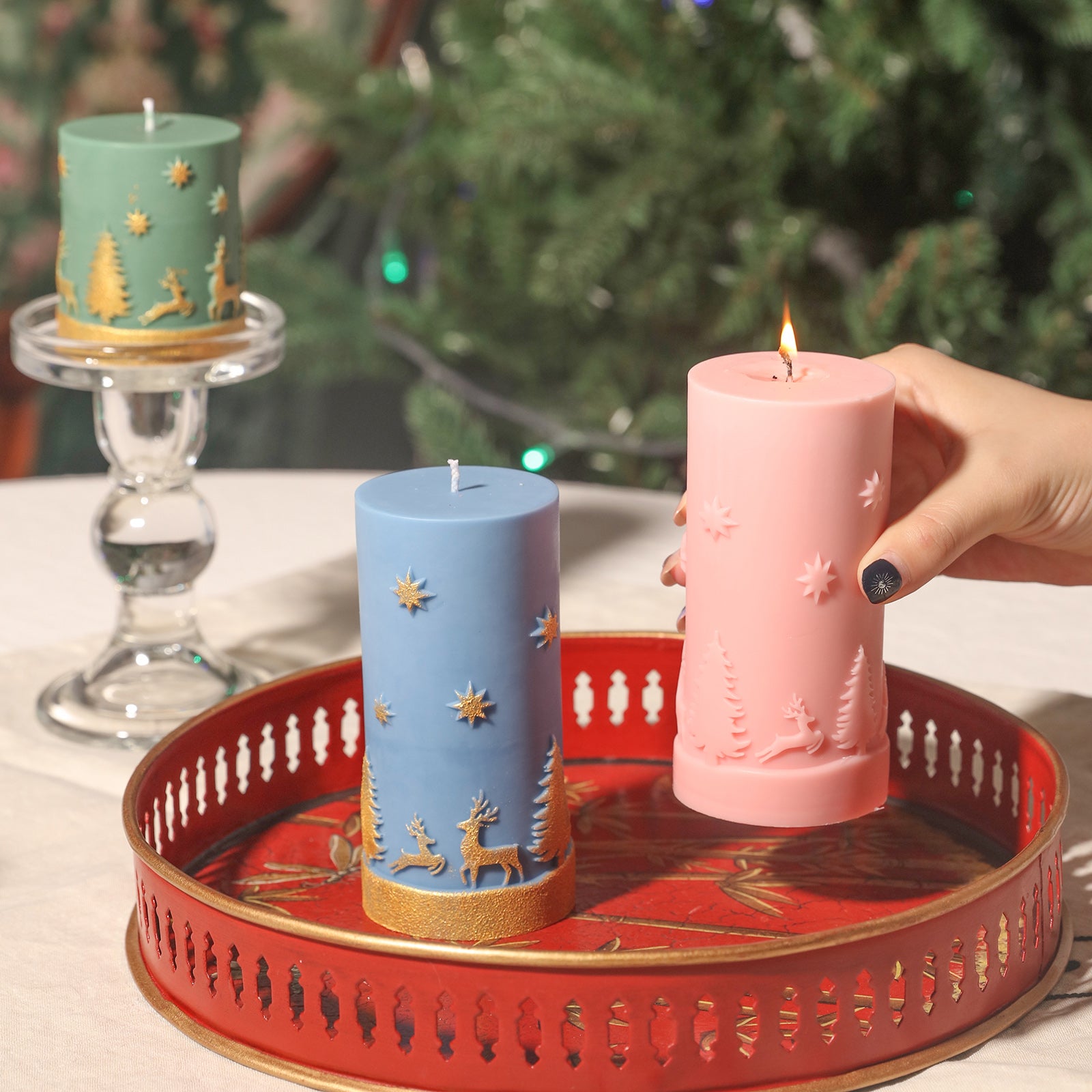 Long Cylinder Candle Silicone Mold with Christmas Pattern – Boowan Nicole