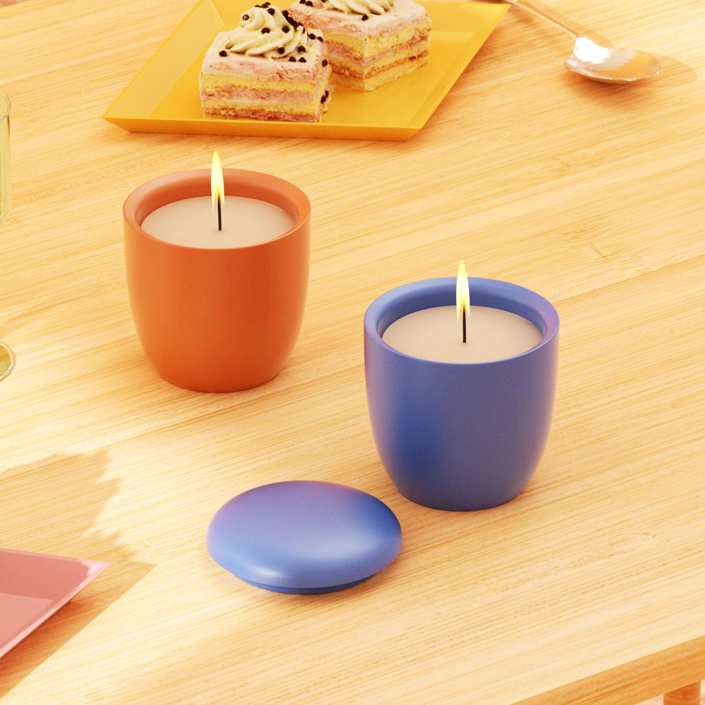 Completed candles from boowannicole placed inside candle jars, demonstrating a perfect fit and the brand's exquisite craftsmanship.