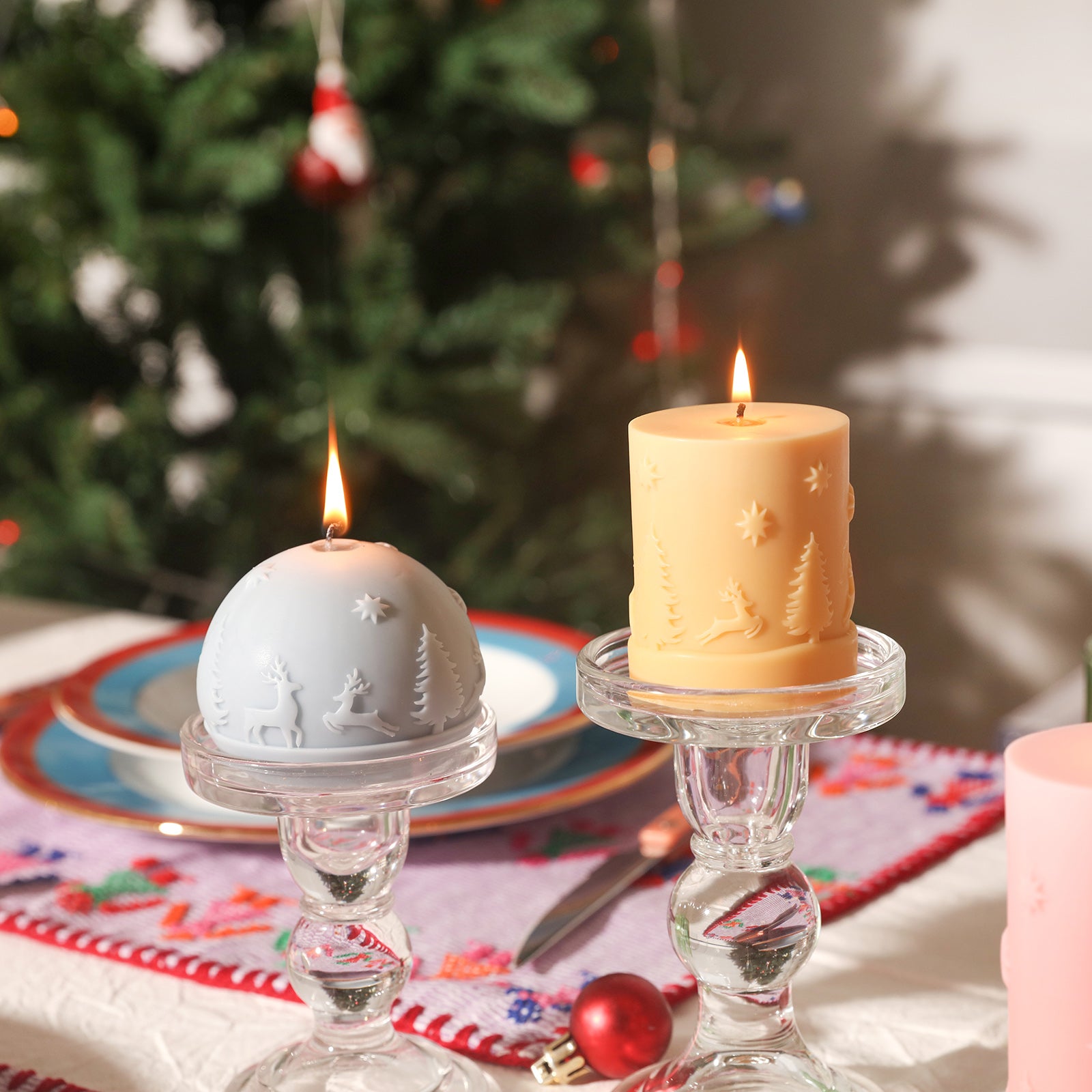 Molde de silicona para velas cilíndricas cortas con estampado navideño –  Boowan Nicole