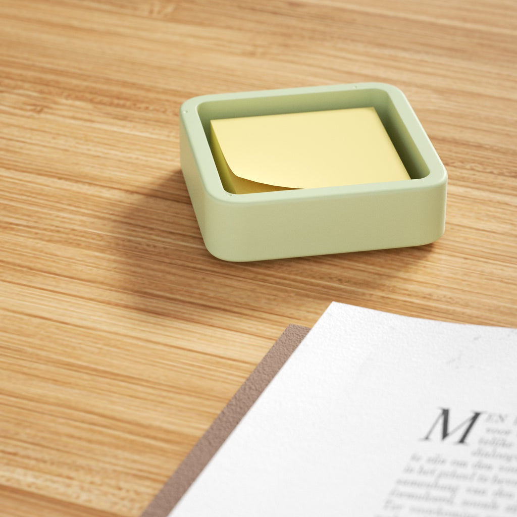 Yellow sticky notes placed in teal Square Stationery Support - Boowan Nicole