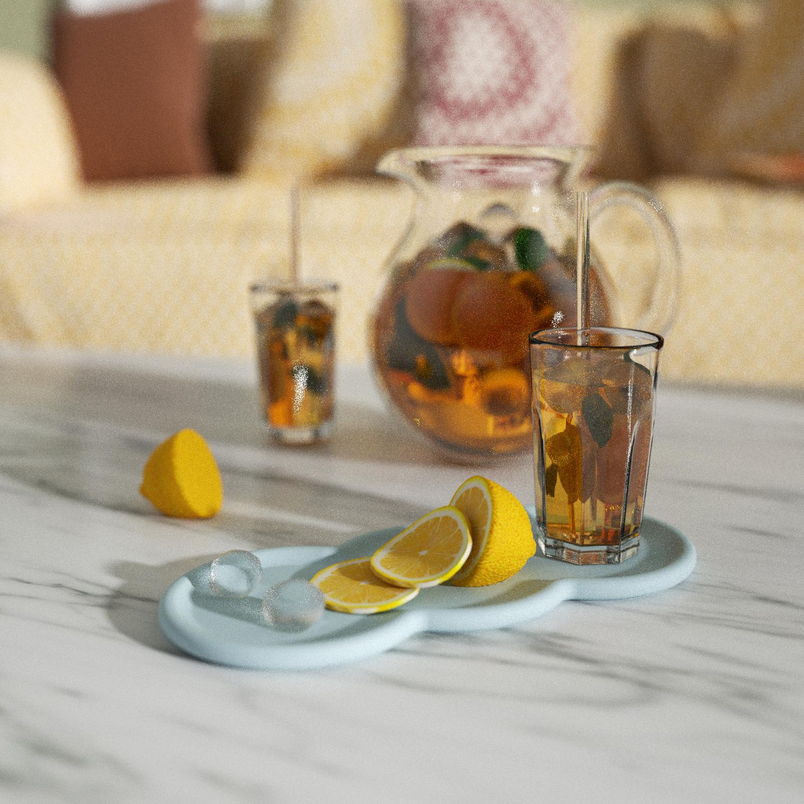 Coke and cut orange placed on blue Triple-Nut Peanut-Shaped Tray - Boowan Nicole