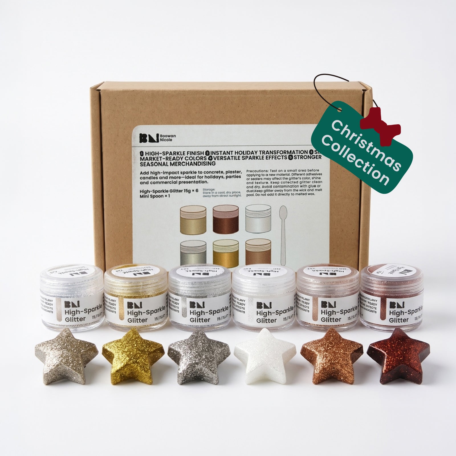 6-Color High-Sparkle Glitter Set for Holiday craft