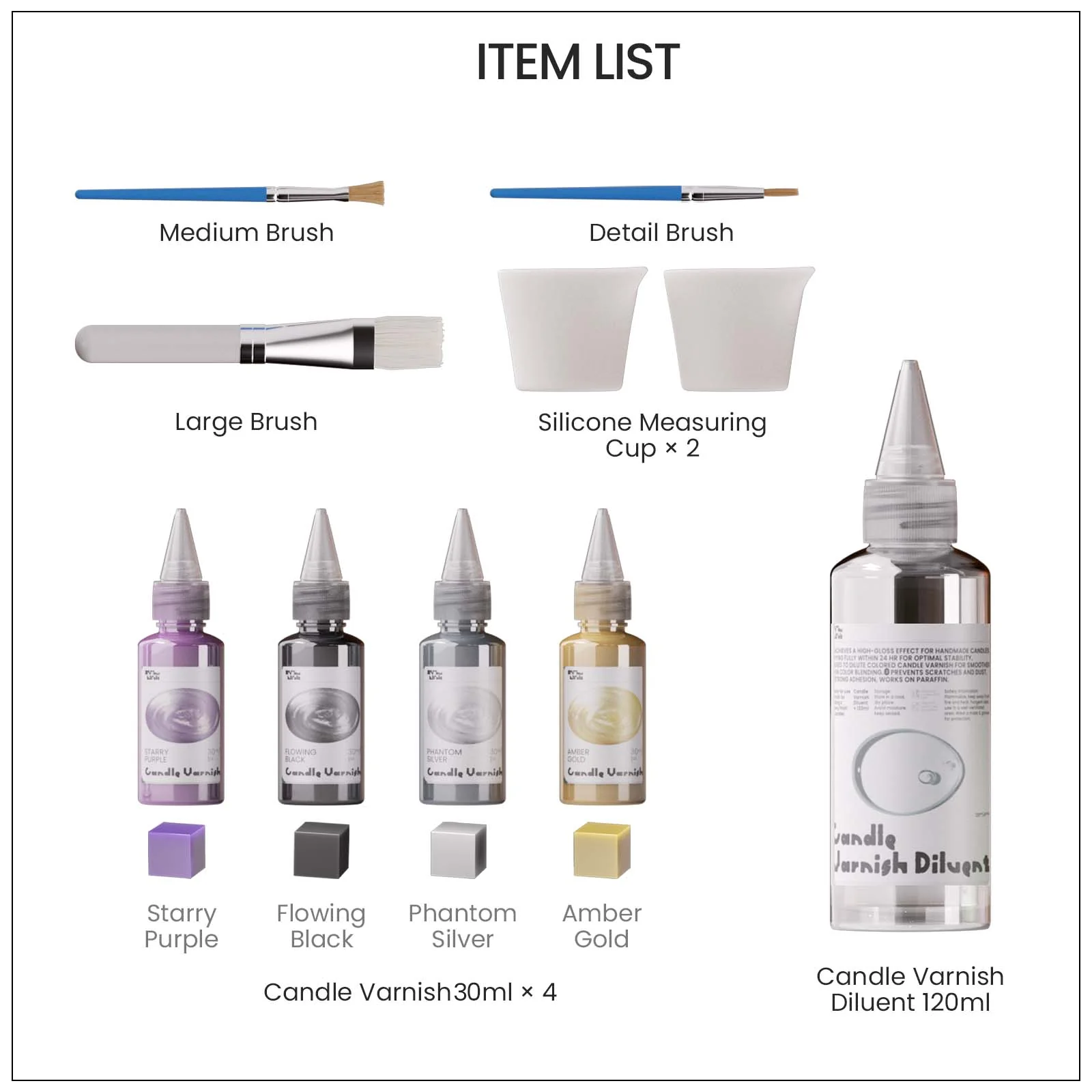 Colored Glossy Candle Varnish Set - 4 of Halloween Colors