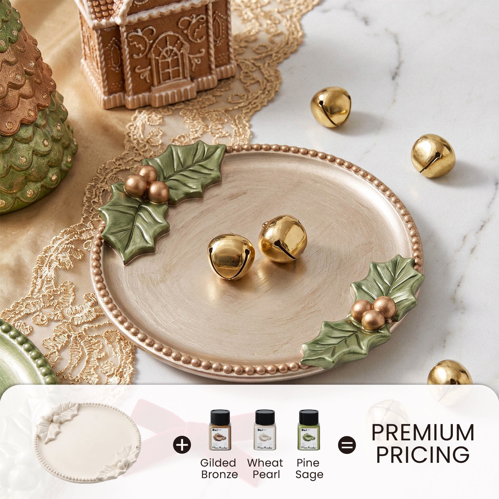 Glitter Colorable Acrylic Gloss Sealer Varnish With Mica Powder Kit-4 Of Christmas Forest Colors_ST93