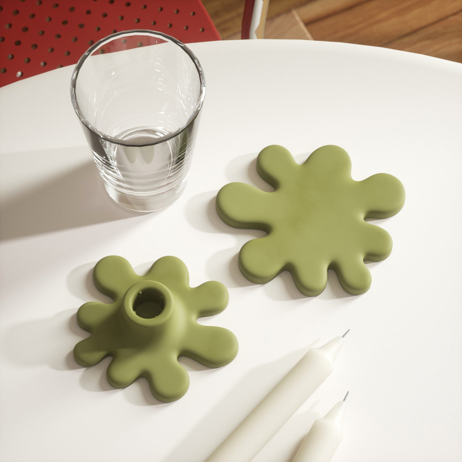 Bougeoir conique irrégulier et moule en silicone pour dessous de verre