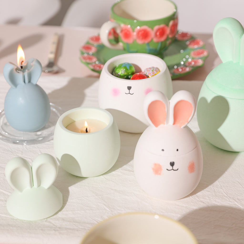 Candy in Easter bunny candle jar