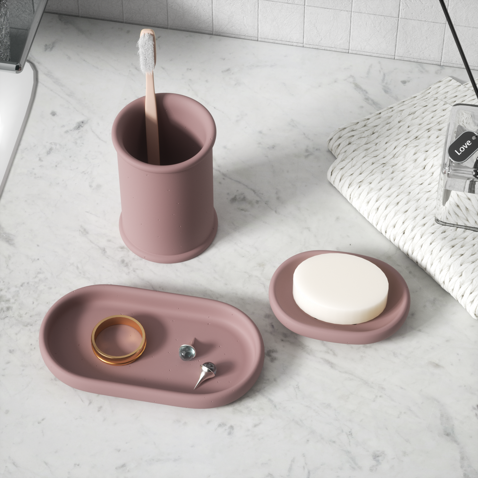 Nicole Concrete Bathroom Accessories Set Silicone Mold – Boowan Nicole
