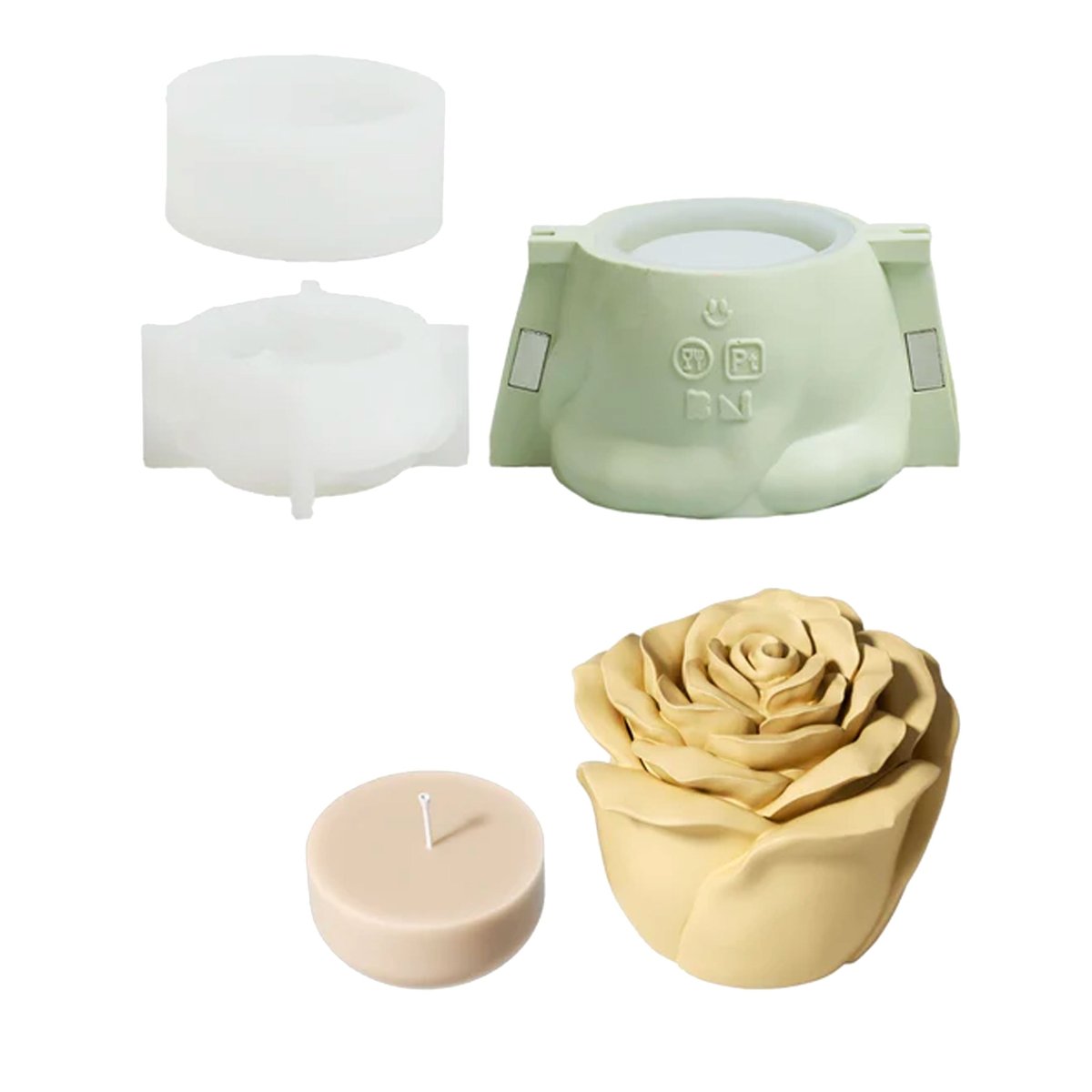 7oz Eternal Rose Bloom Candle Jar & Candle Refill Silicone MoldCandle Jar MoldSH1238-1-2+LZ0893